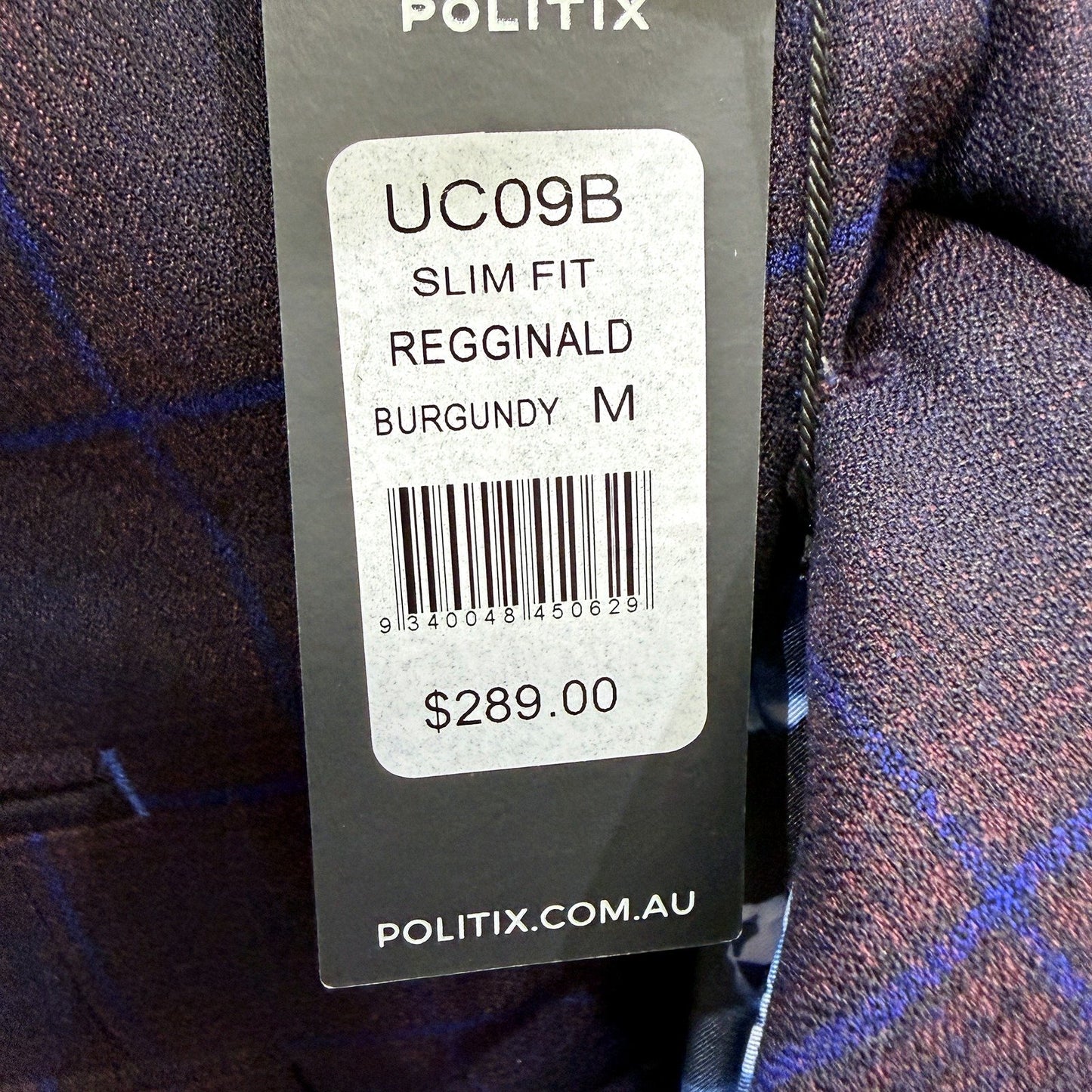 Politix Mens Slim Fit Bespoke Tailored Burgundy Suit Jacket Size M NEW