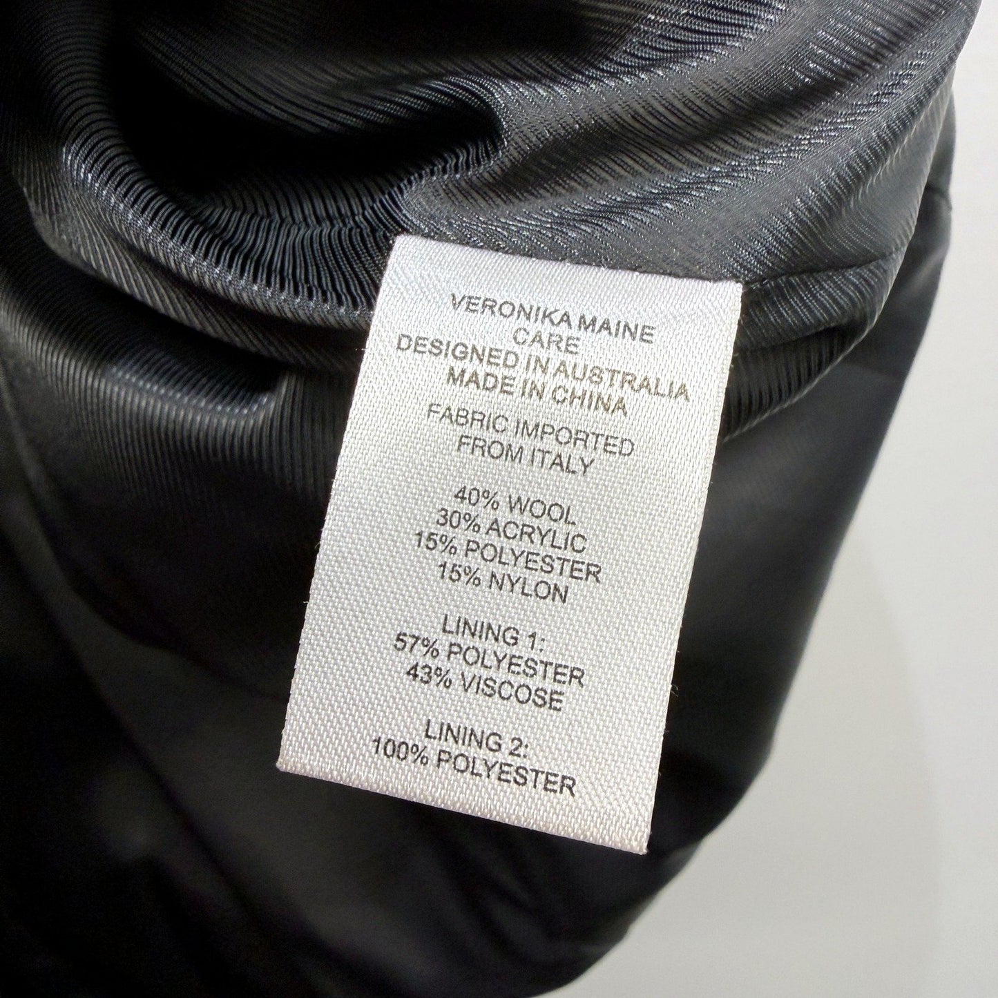 Veronika Maine Womens Wool Coat Black Warm Lightweight Outerwear Size 14