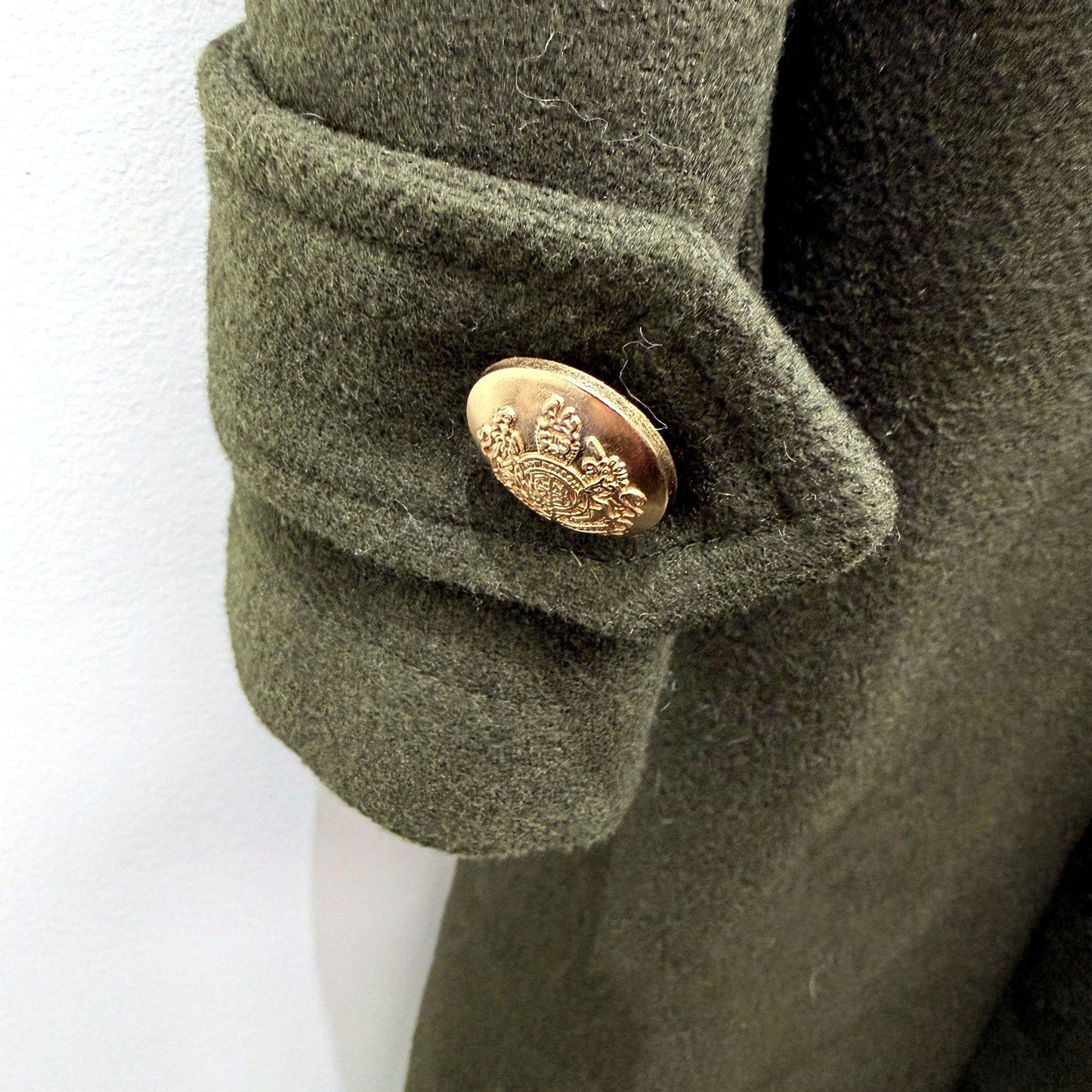Dechuba Womens Olive Green Wool Blend Peacoat Coat, Size 10