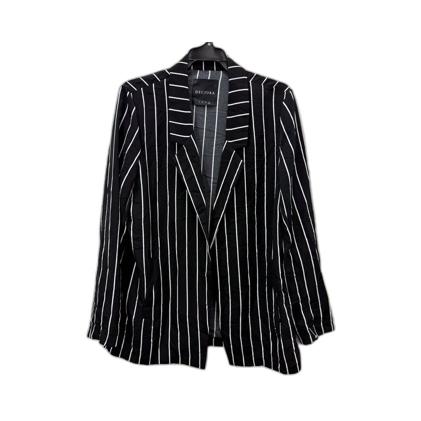Decjuba Womens Striped Blazer Black and White Lightweight Tailored Size 14