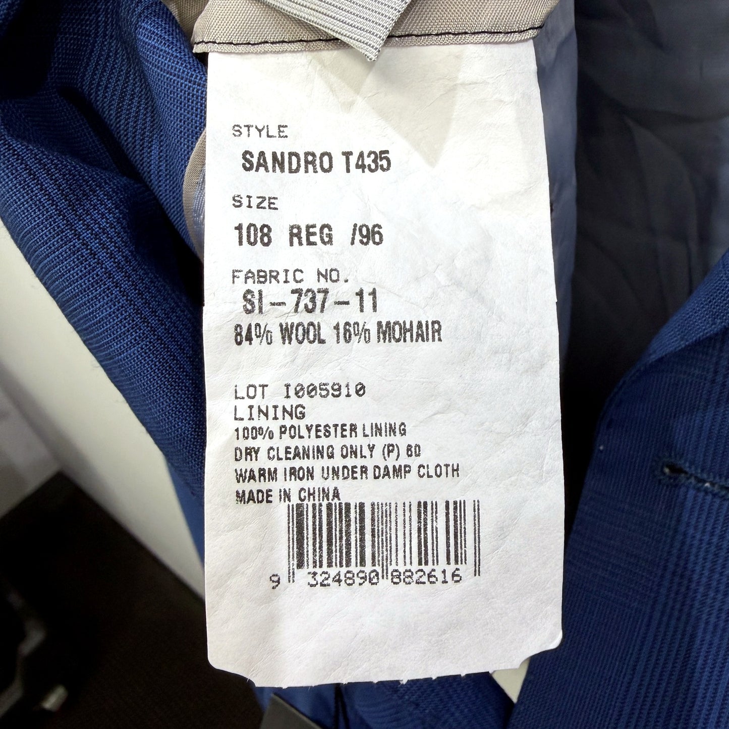 Si by Studio Italia Mens Blue Suit Jacket Quality Tailoring Size 108 REG/96 NEW