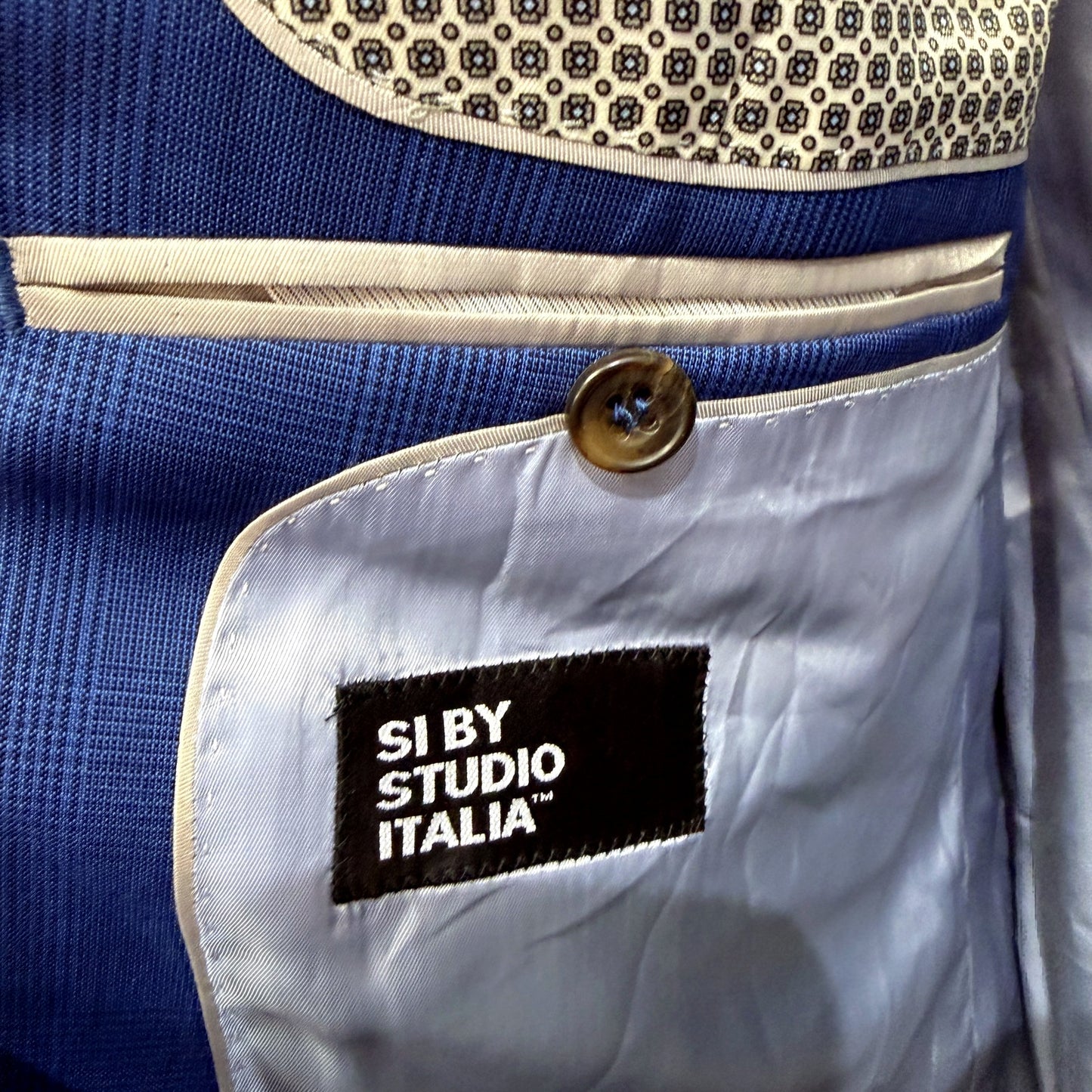 Si by Studio Italia Mens Blue Suit Jacket Quality Tailoring Size 108 REG/96 NEW