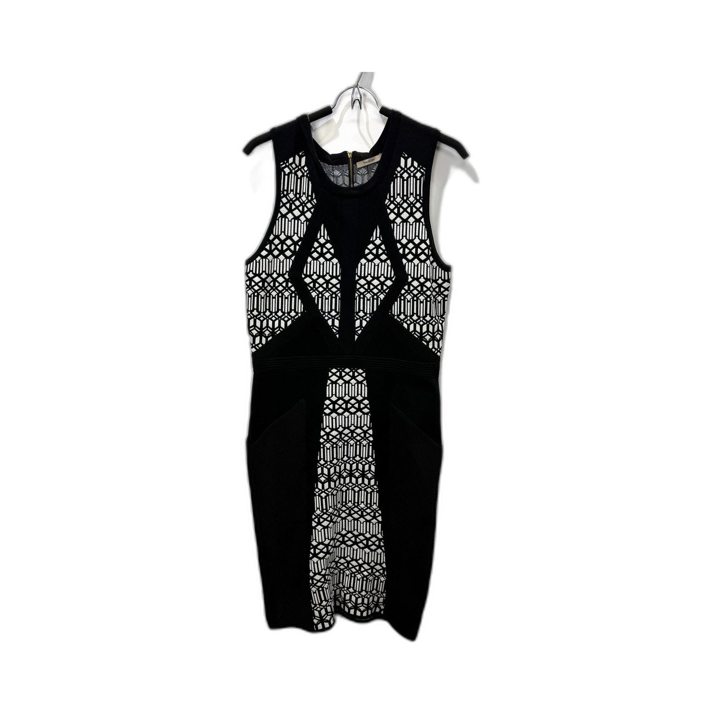 Thurley Womens Geometric Sleeveless Bodycon Dress Black and White Size L
