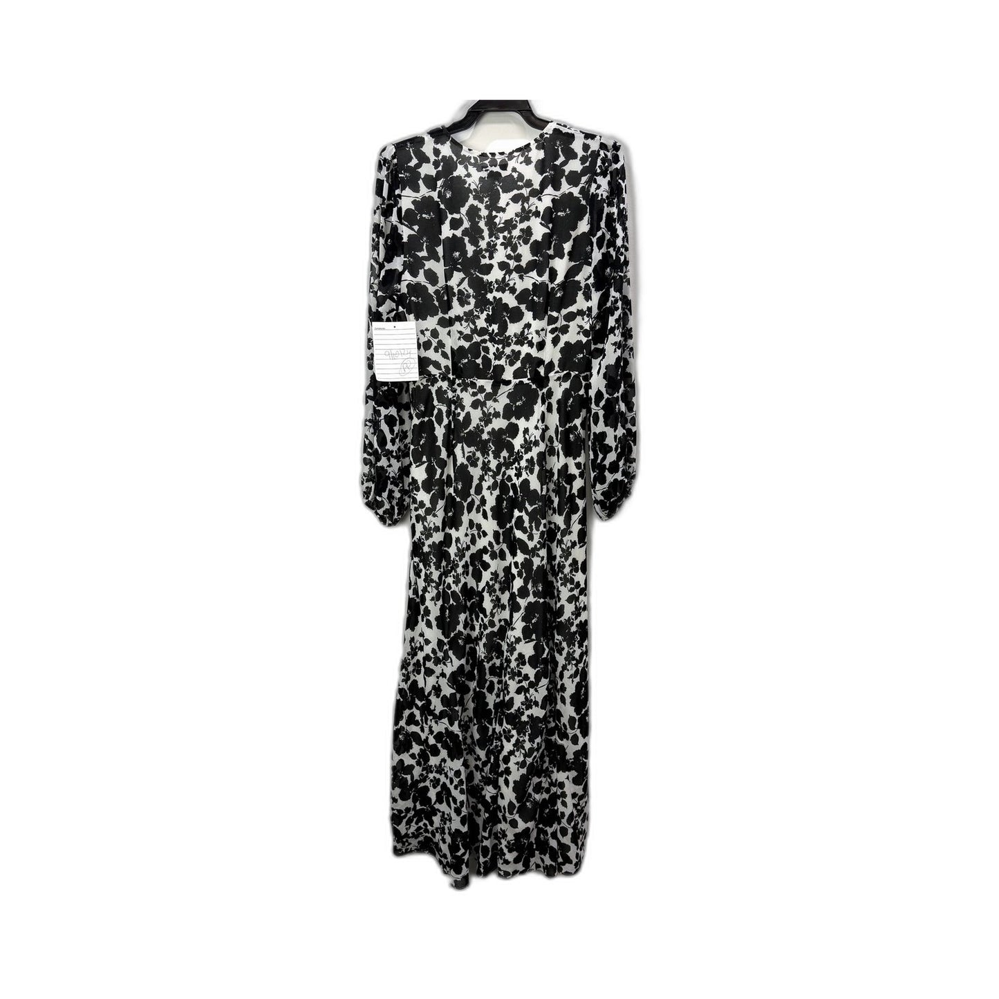 Tokito Womens Floral Midi Dress with Long Sleeves in Black and White Size 10 NEW