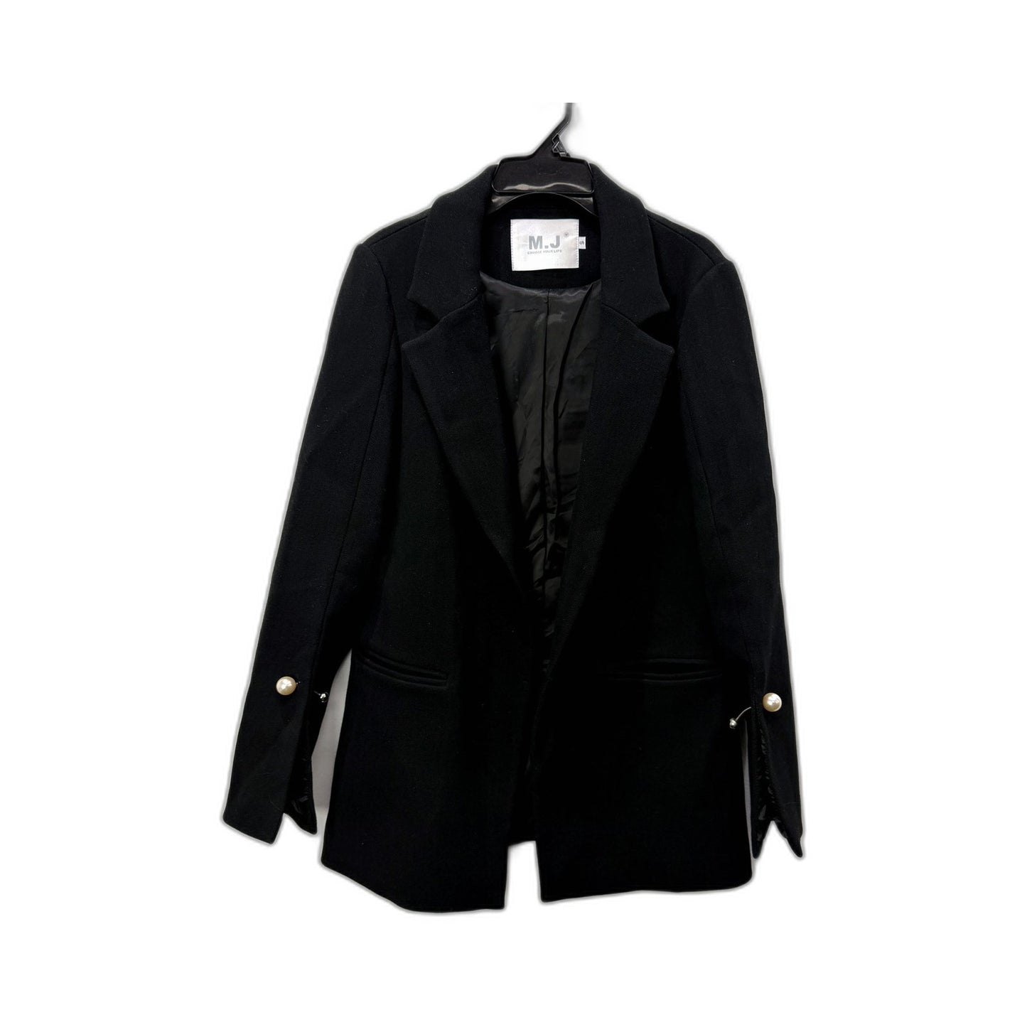 M.J. Womens Black Blazer with Pearl Button Closure, Size S