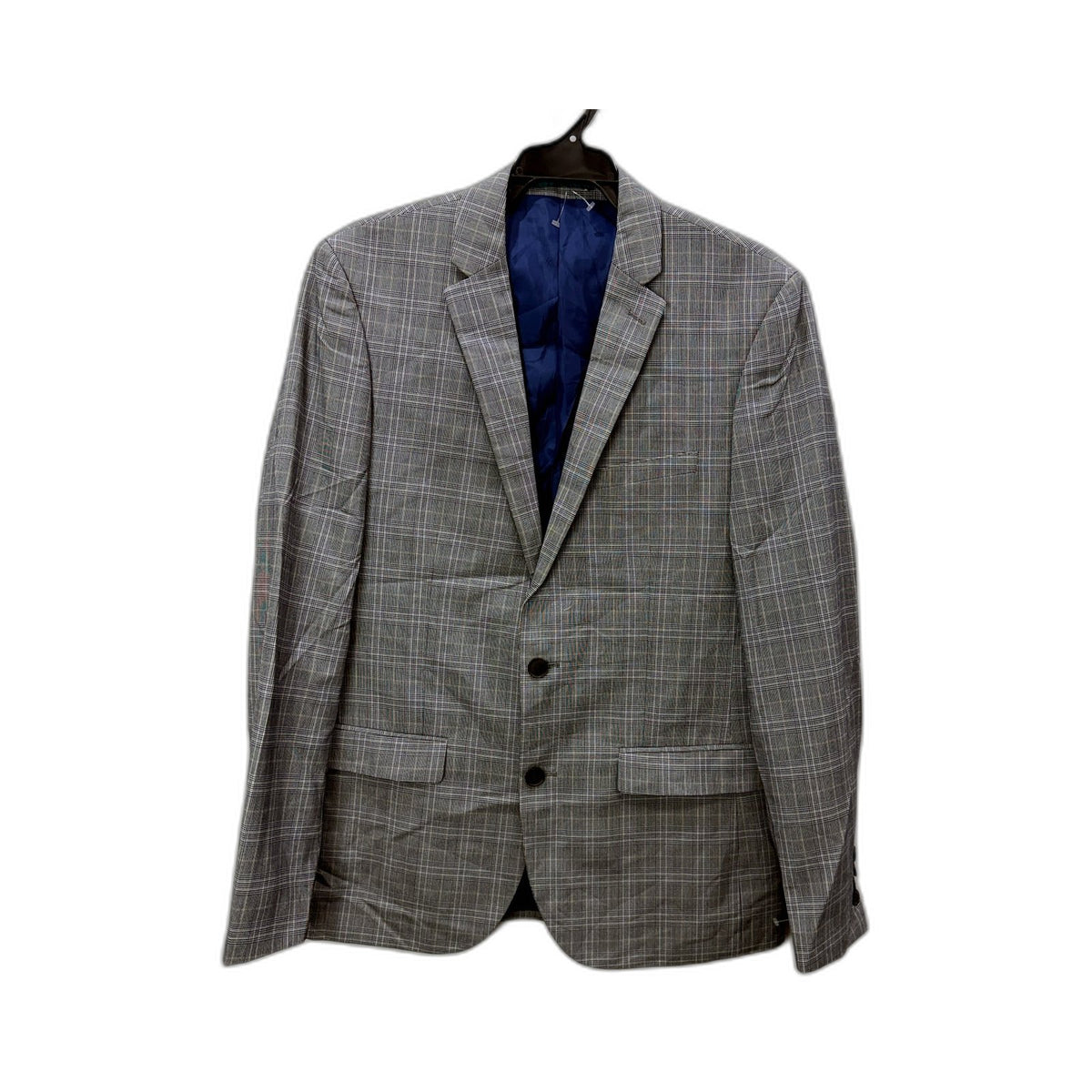River Island Mens Gray Plaid Suit Jacket, Size 40R