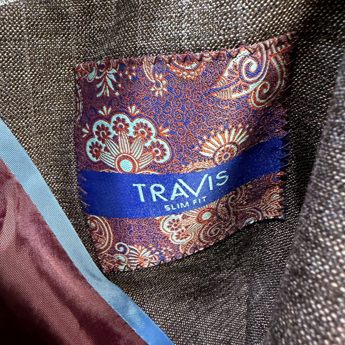Travis Mens Slim Fit Suit Jacket in Wine, Size 40R
