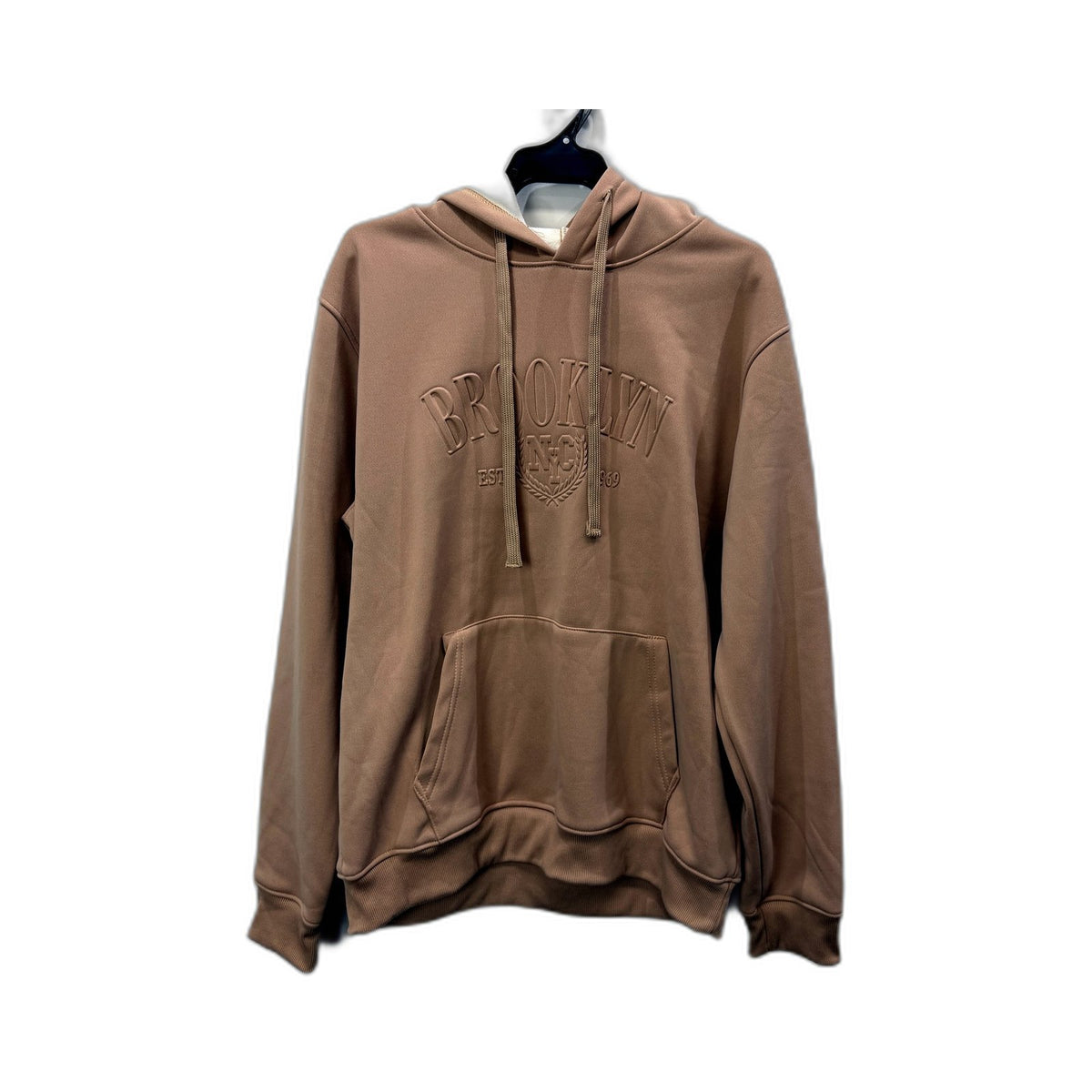Bay Stone Mens Tan Cotton Pullover Hoodie Sweatshirt in Size Small