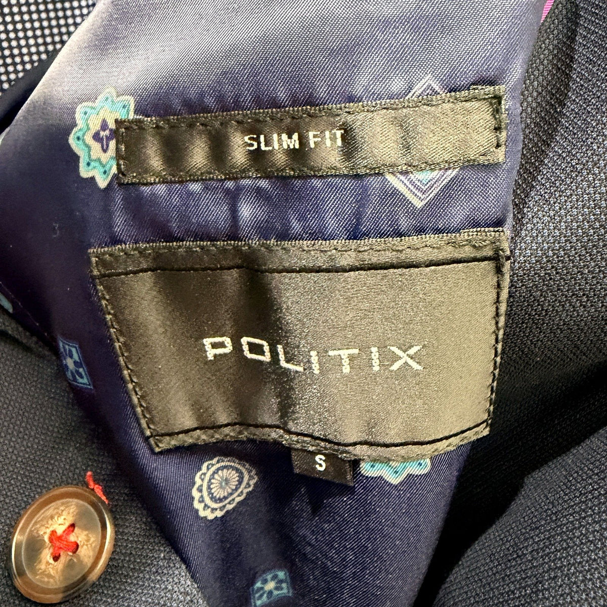 Politix Mens Slim Fit Navy Blue Suit Jacket for Small Size NEW