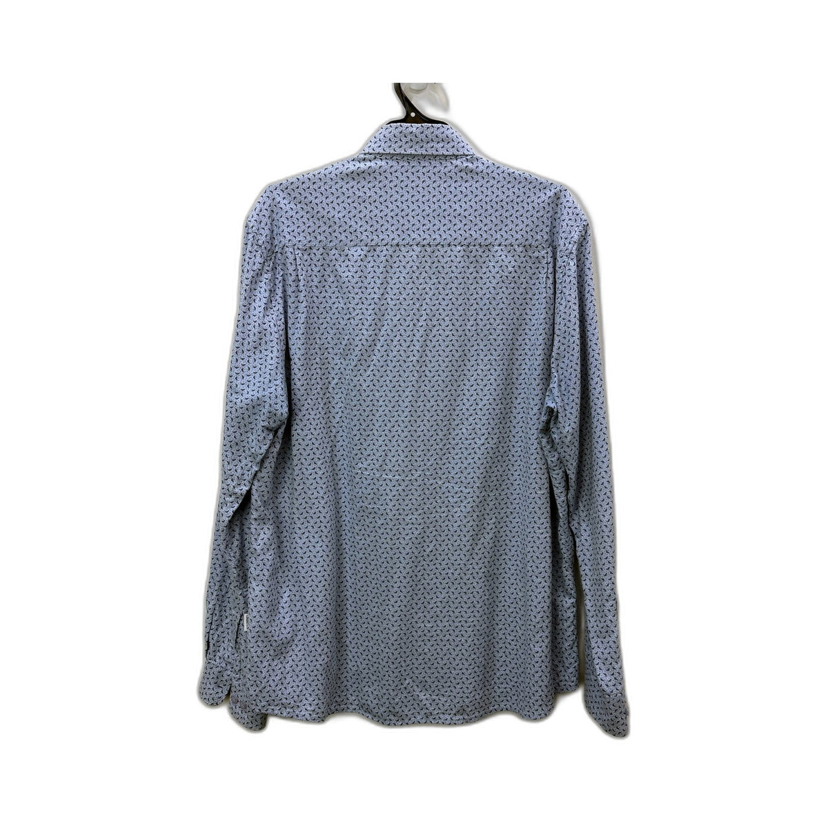 Peter Werth Mens Button-Down Shirt Paisley Cotton Blue and Black Size L