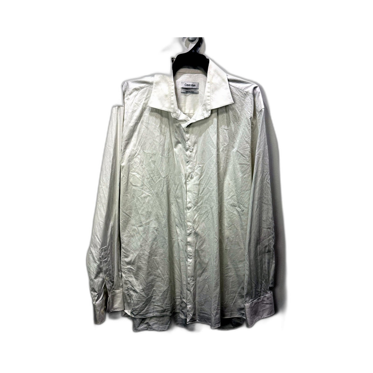 Calvin Klein Mens Button-Down Shirt in Bright White Cotton, Size 44