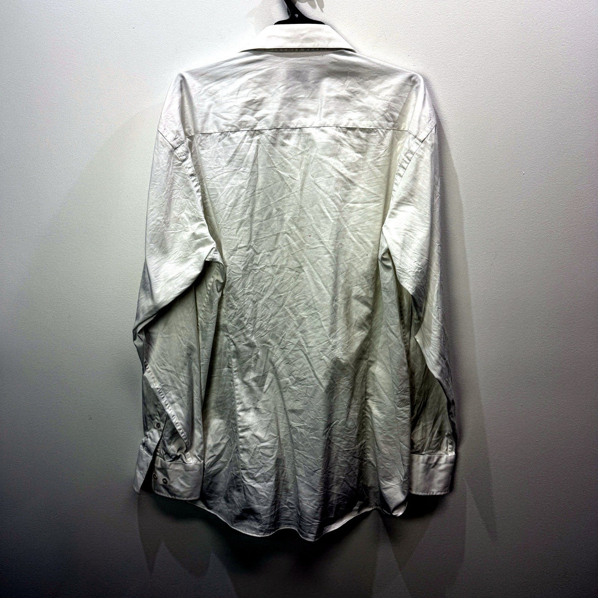 Calvin Klein Mens Button-Down Shirt in Bright White Cotton, Size 44