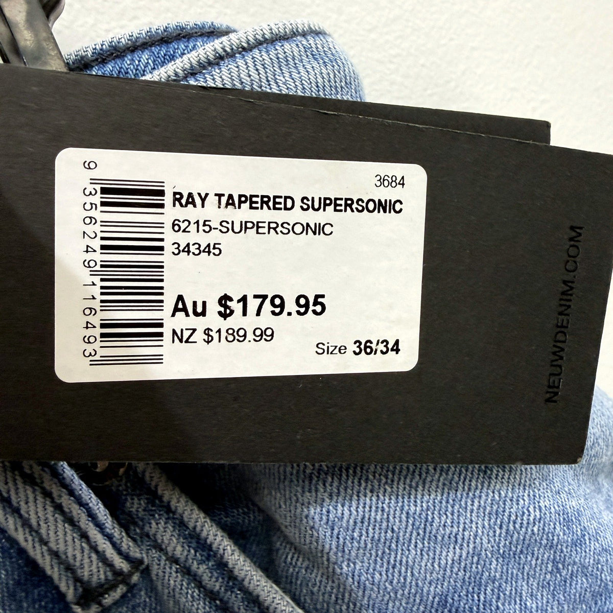 Neuw Mens Ray Tapered Supersonic Slim Fit Light Blue Jeans Size 36:34 NEW