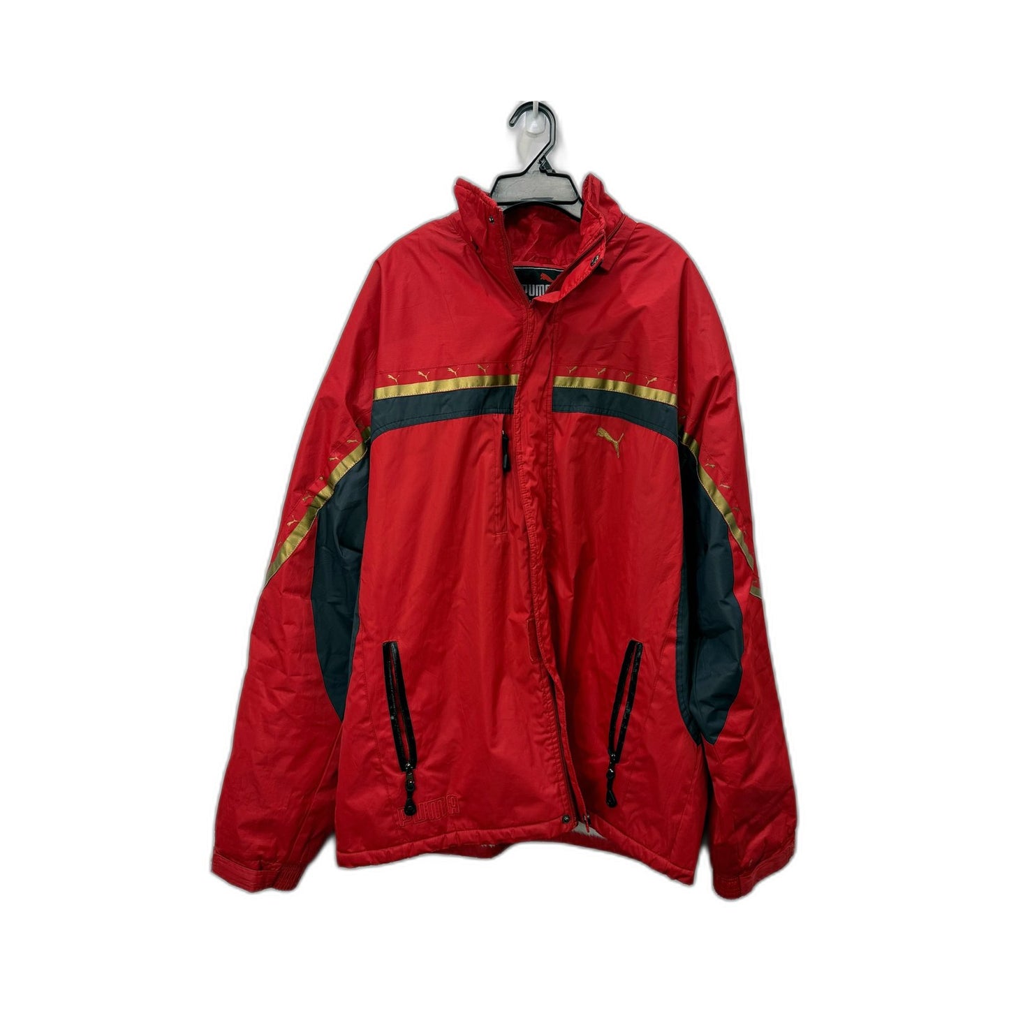 PUMA Mens Red Windbreaker Jacket Hooded Zip-Up Nylon Sport Leisure Size XXXXL