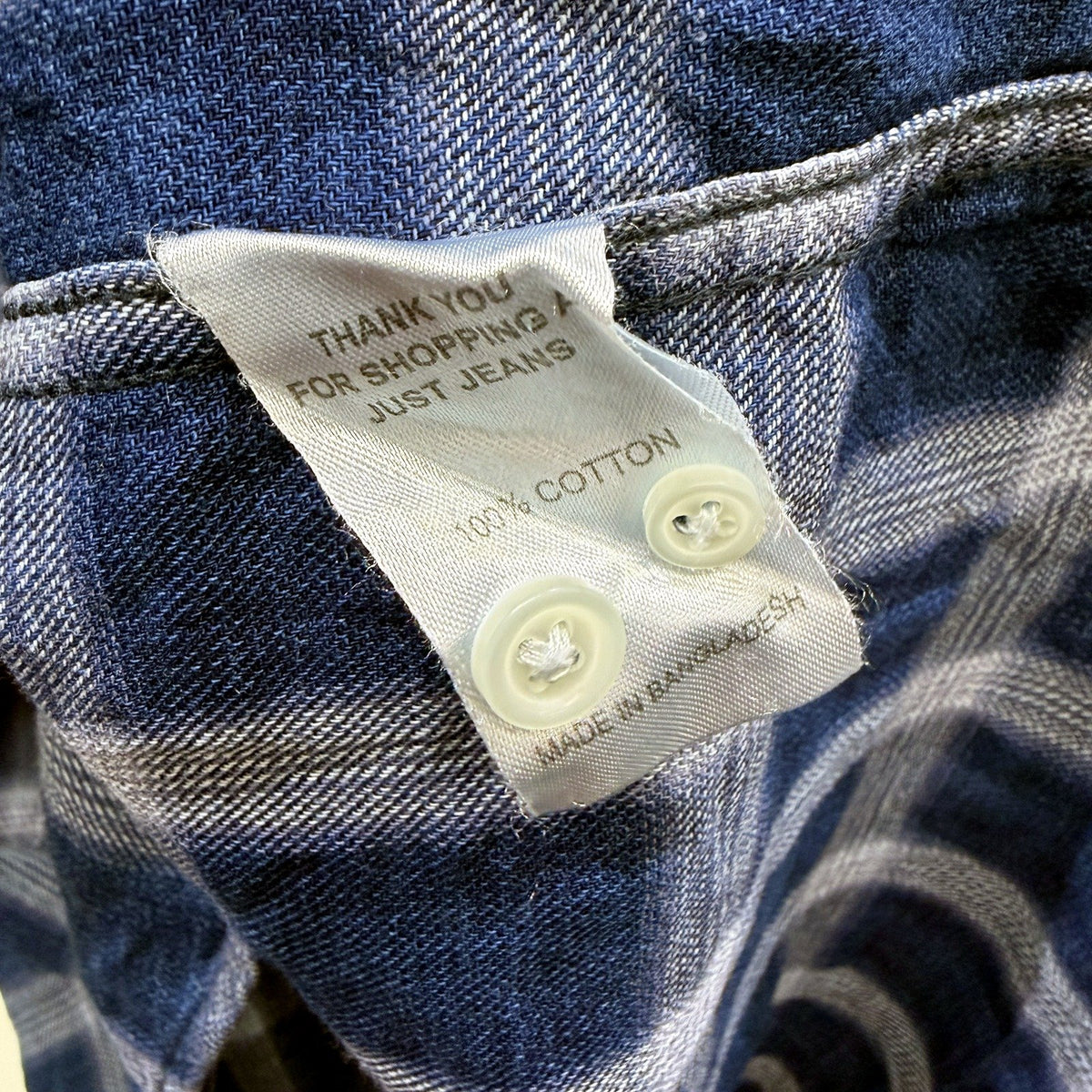 Just Jeans Mens Plaid Button-Down Shirt in Navy Blue & Gray, Size M