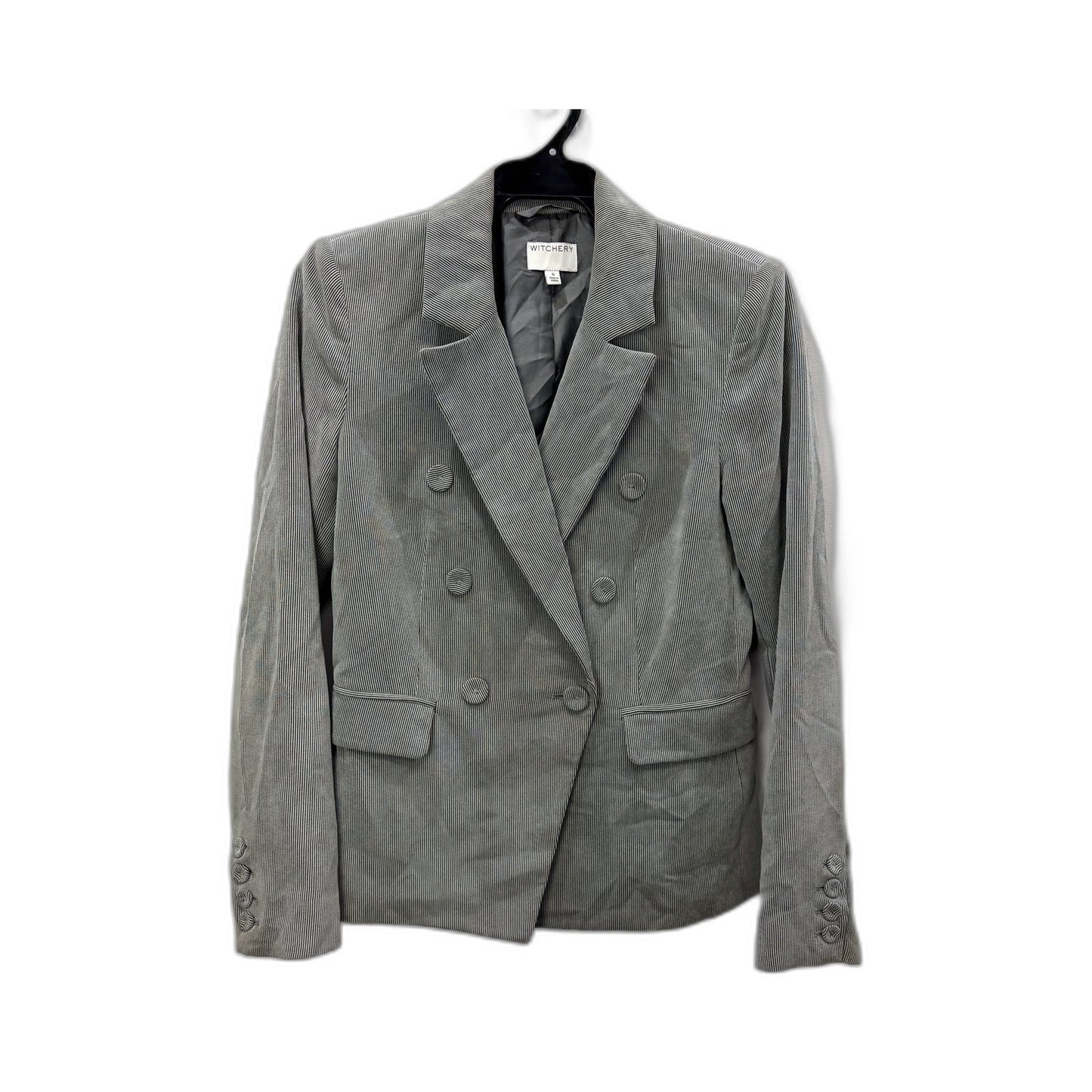 Witchery Womens Gray Pinstripe Tailored Blazer for Business Attire Size 6