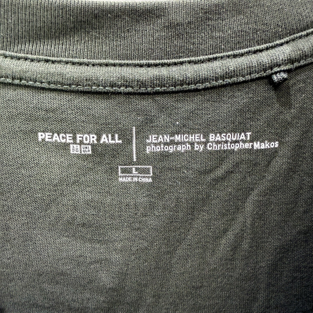 UNIQLO Mens 100% Cotton Graphic T-Shirt, Casual Wear, Dark Grey, Size L