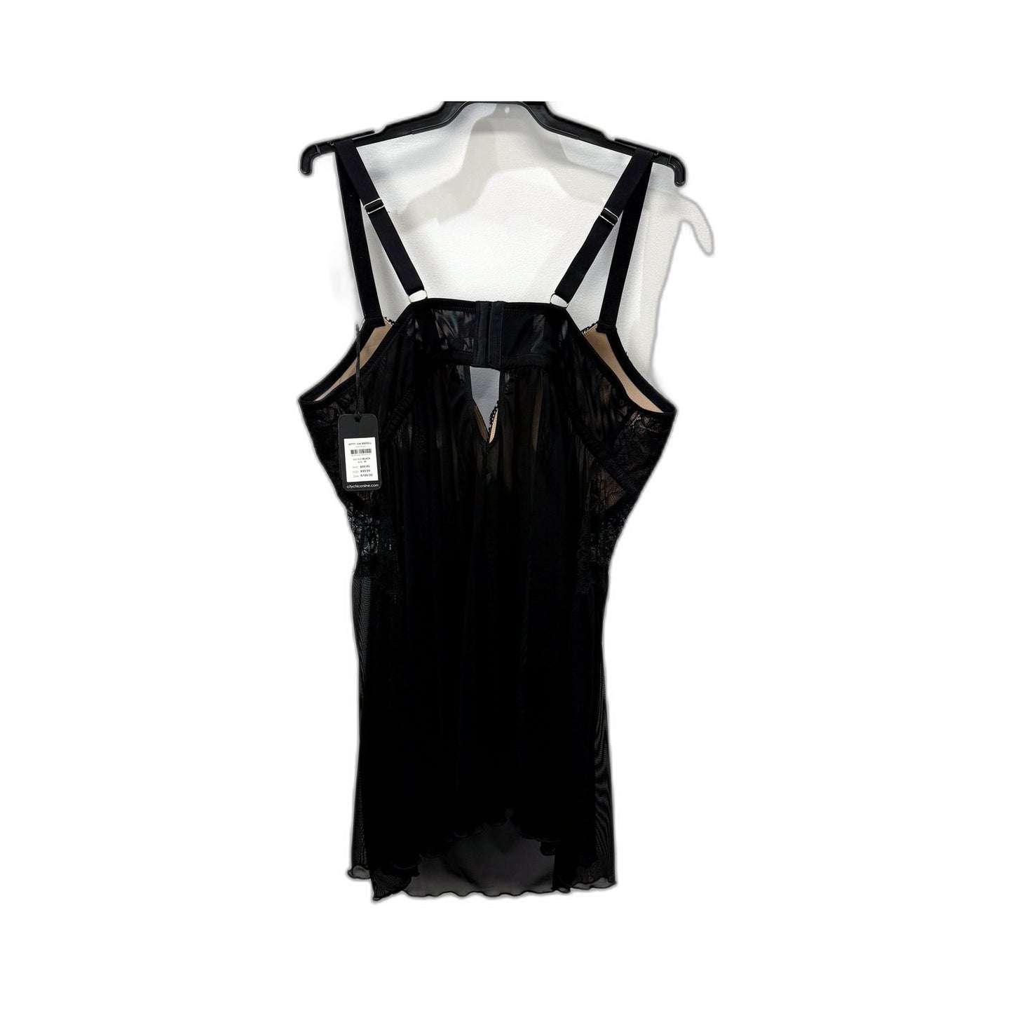 City Chic Boudoir Lingerie 2 Piece Set Womens in Black Lace Mesh, Size M NEW
