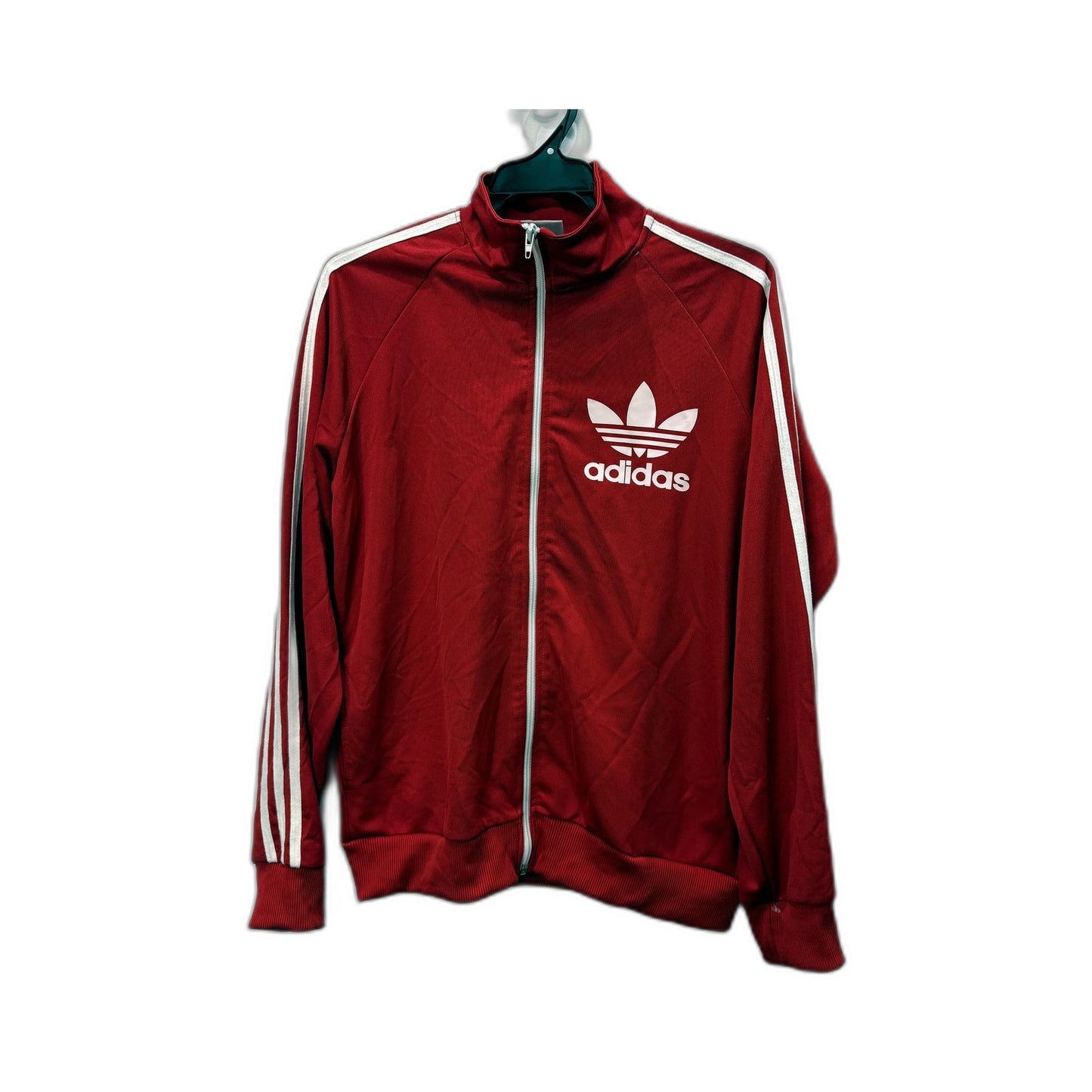 adidas Womens Zipped Sweatshirt Red Lightweight Casual Activewear Size XS
