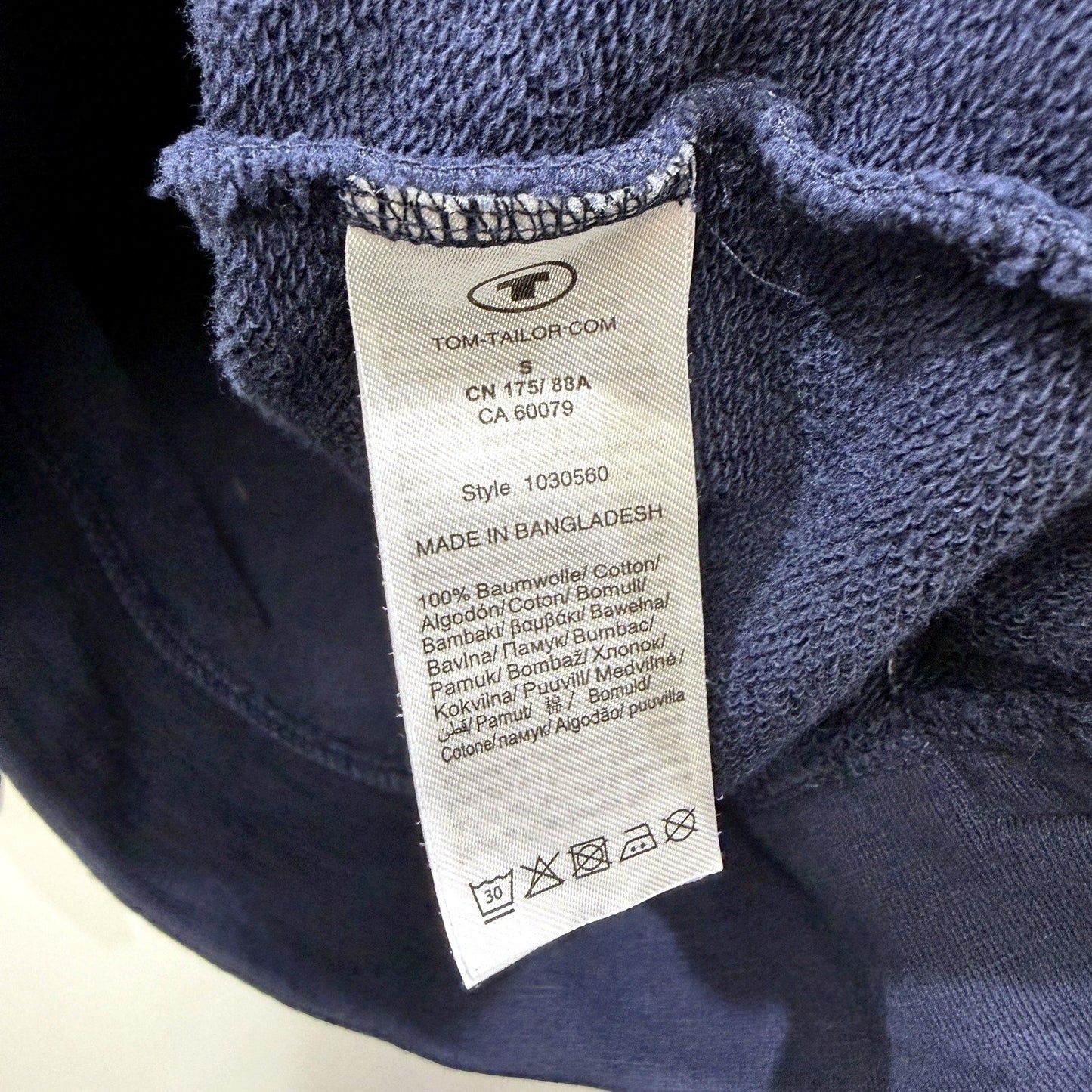 Tom Tailor Womens Navy Blue Zipped Cotton Sweatshirt for Petite Size S