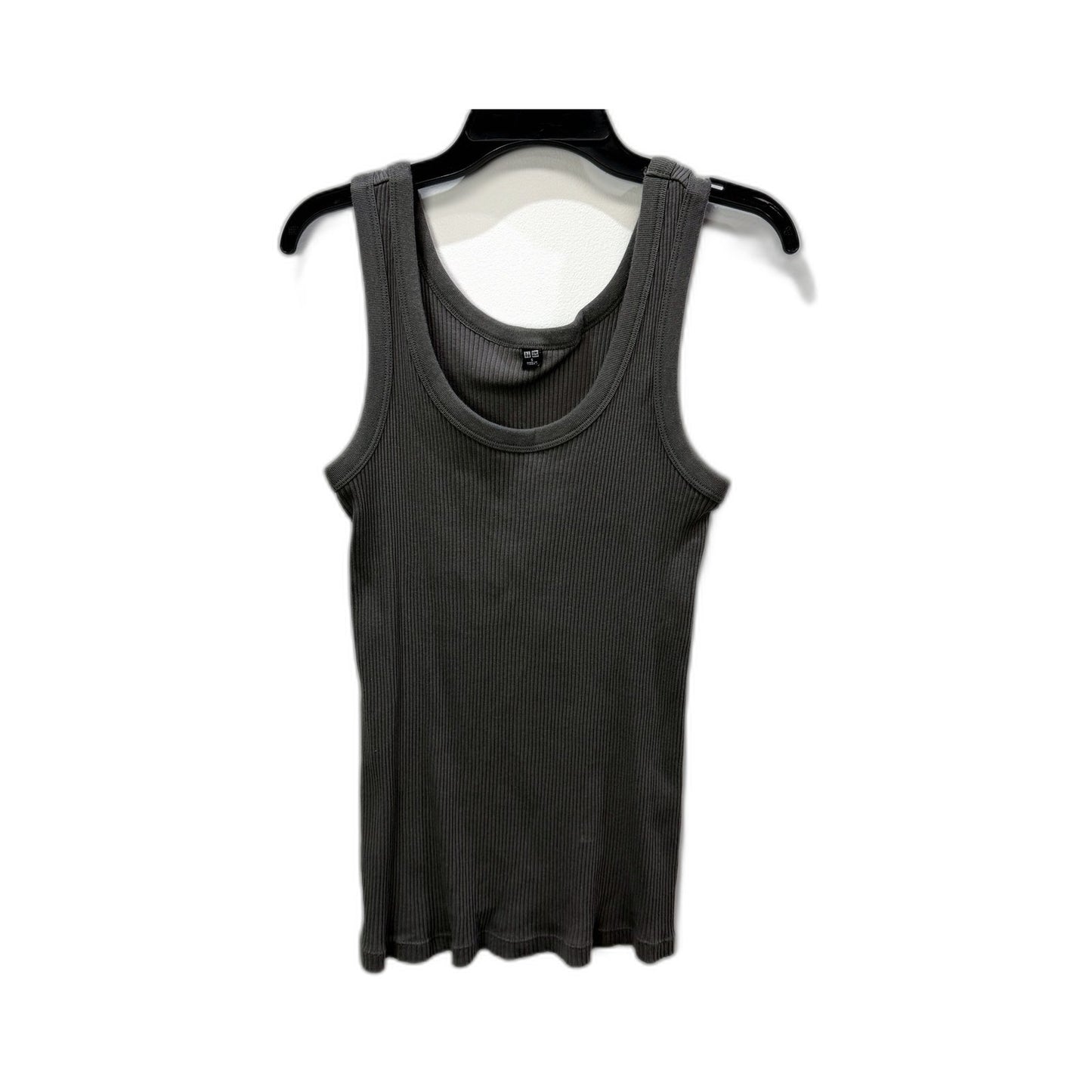 Uniqlo Womens Ribbed Tank Top in Gray, Soft Stretchy Knit, Size Small