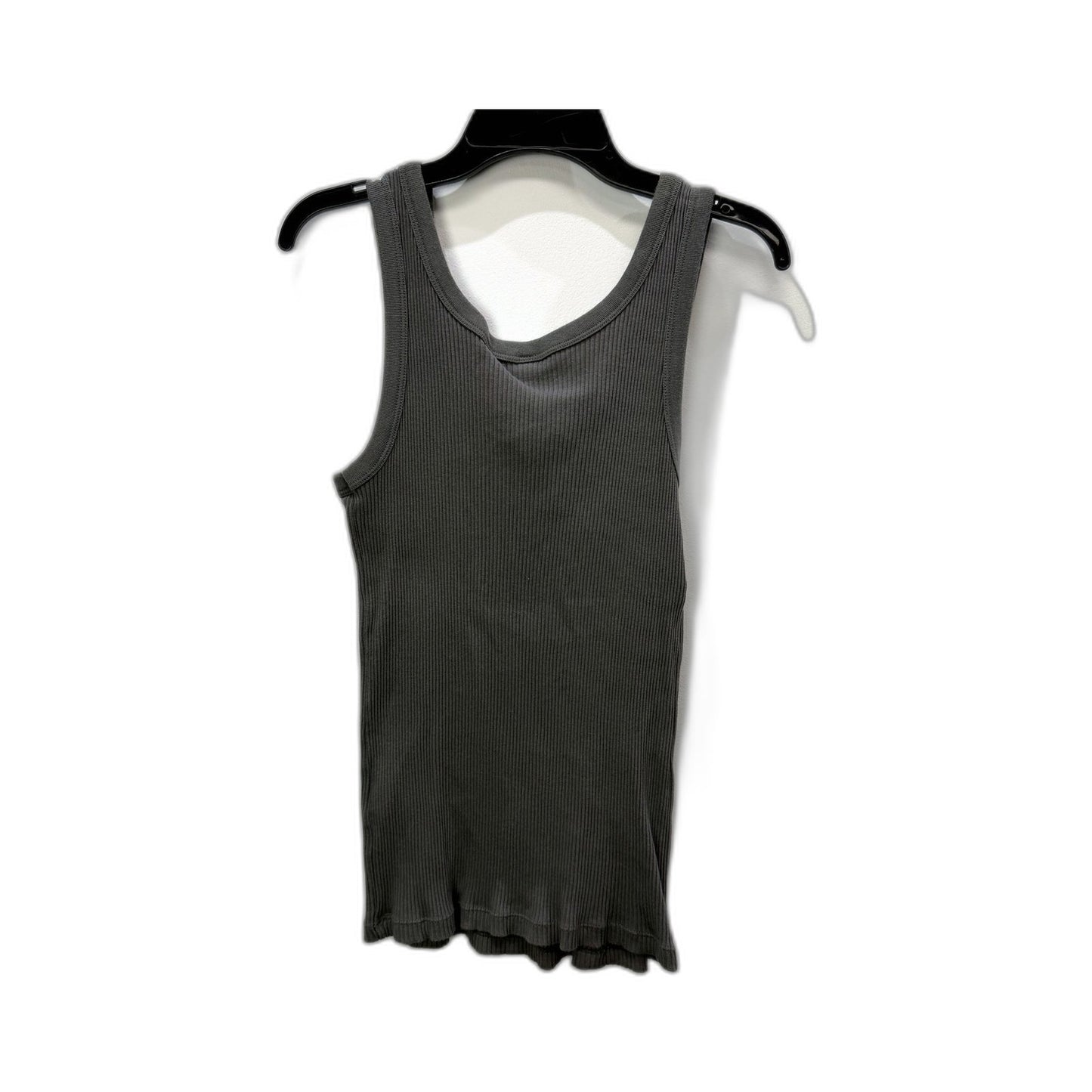 Uniqlo Womens Ribbed Tank Top in Gray, Soft Stretchy Knit, Size Small