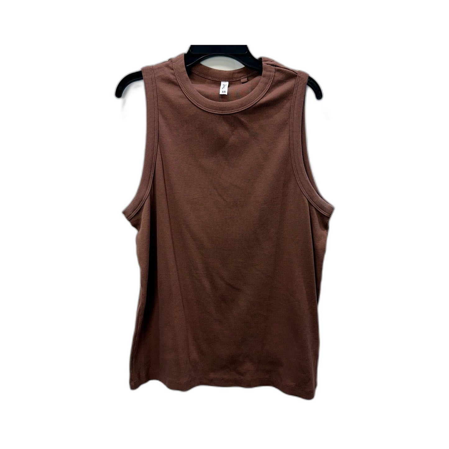 & Me Womens Ribbed Knit Pullover Tank Top in Brown by , Size 18