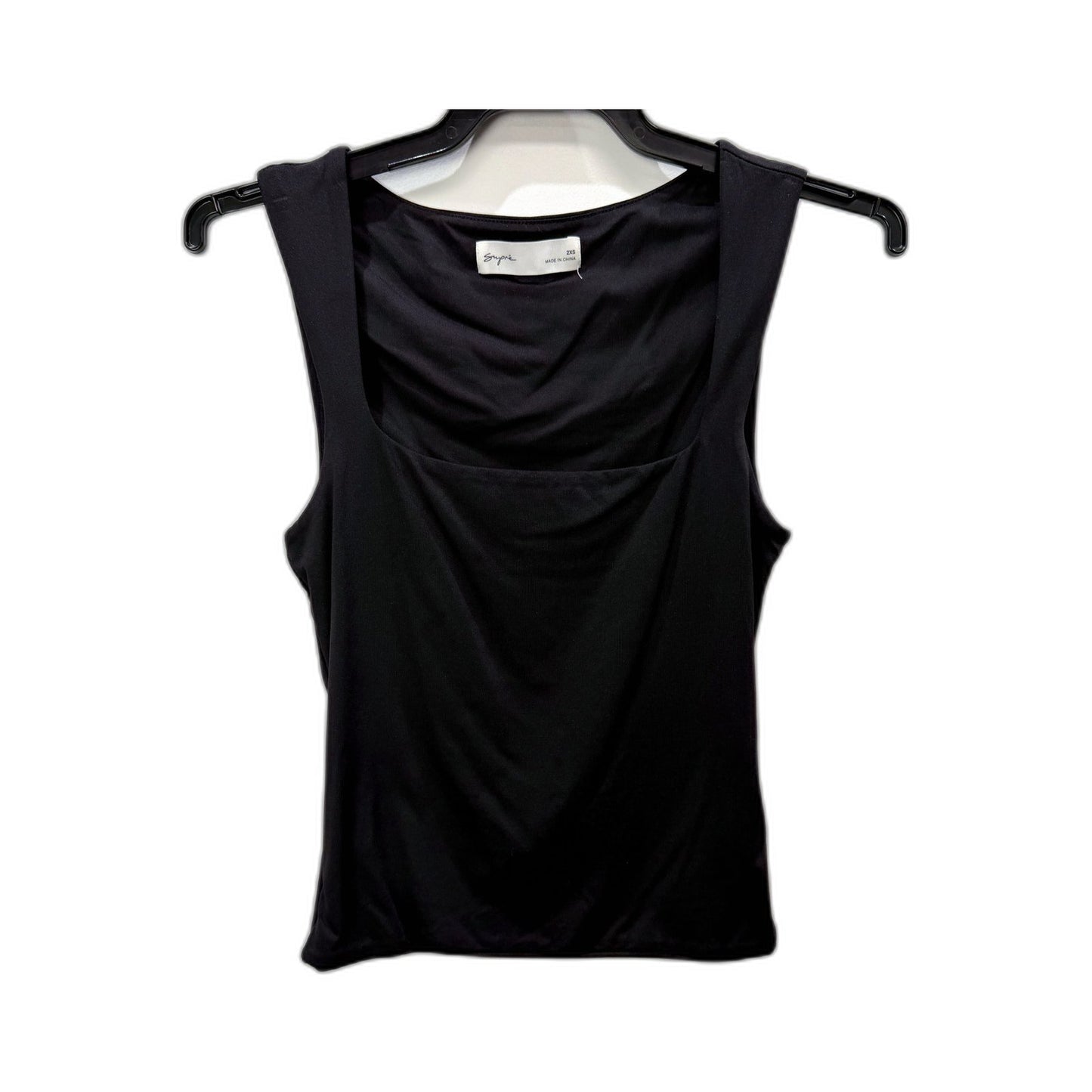 Supre Womens Sleeveless Draped Neck Cropped Tank Top in Black, Size 2XS