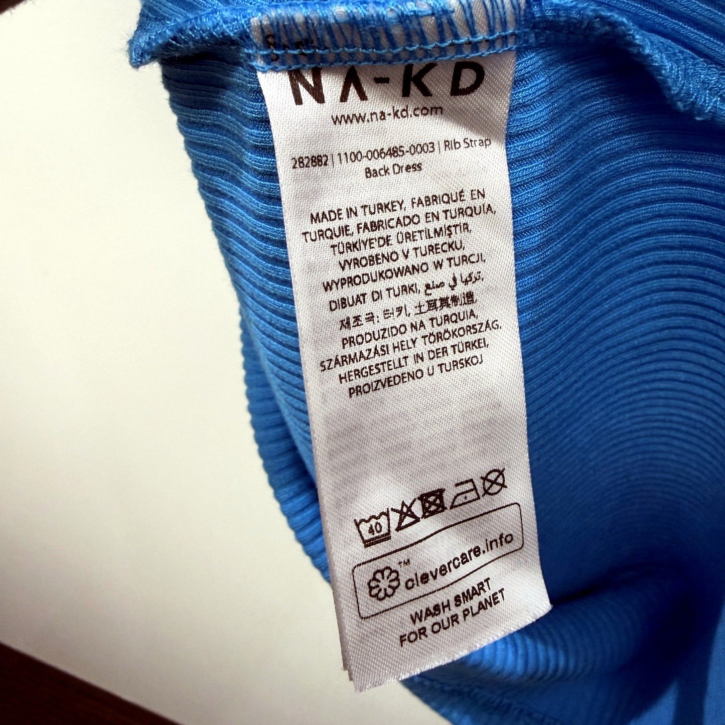 NA-KD Womens Ribbed Backless Singlet Dress in Blue, Size M