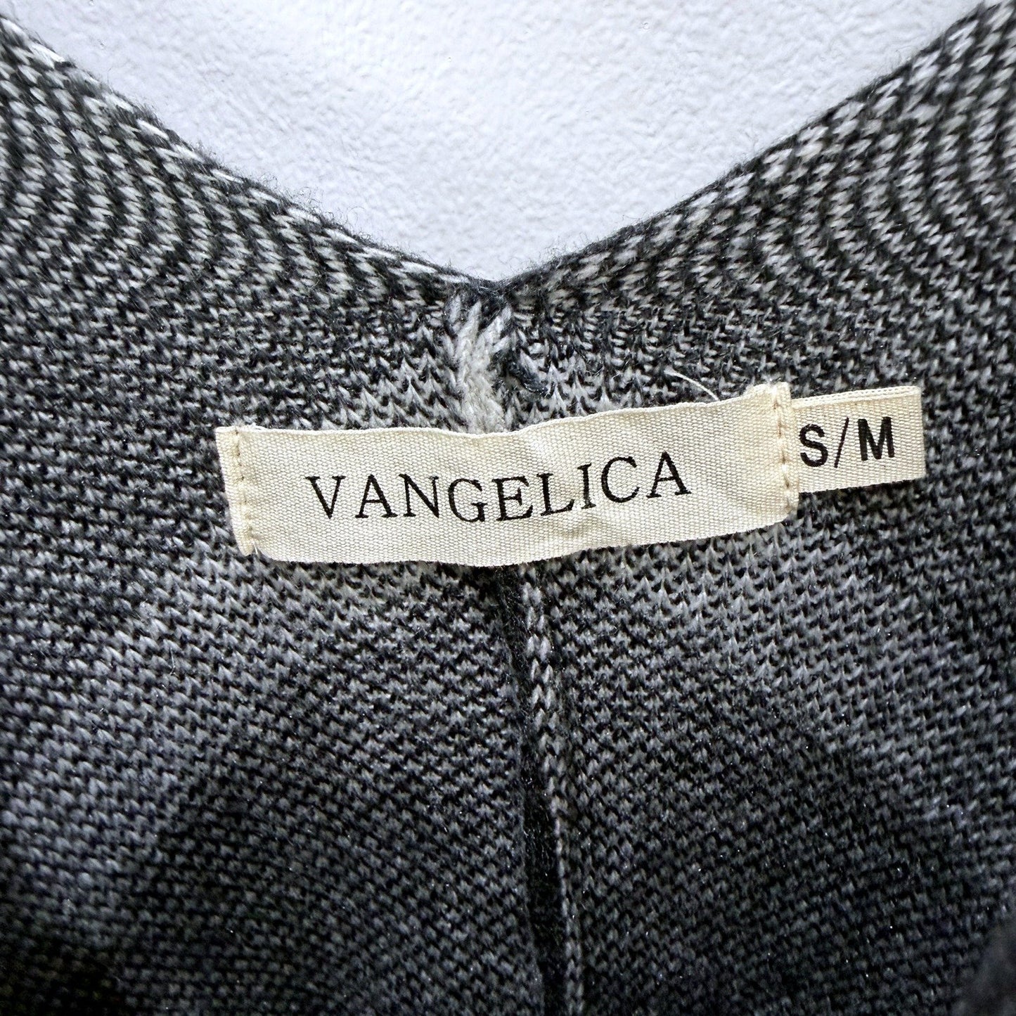 Vangelica Womens Soft Knit Poncho Sweater in Black and Gray for S/M