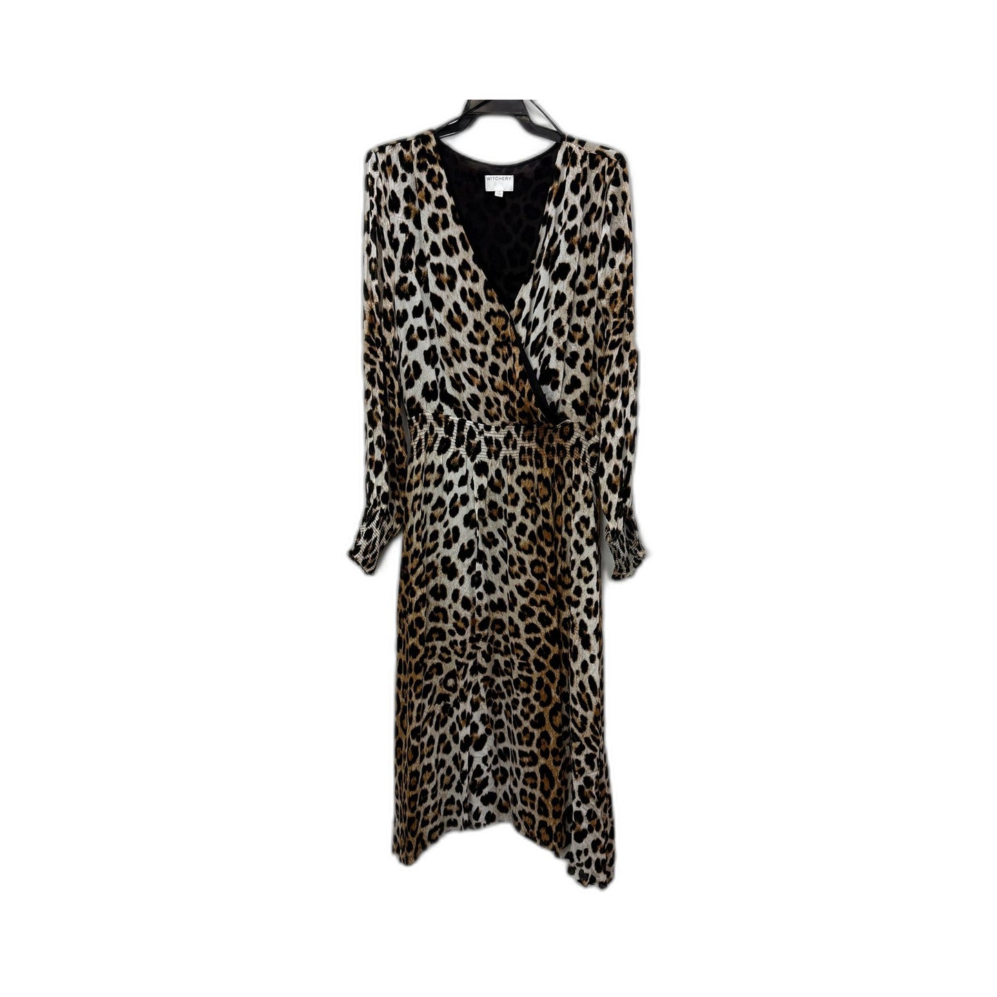 Witchers Womens Leopard Print Tie Waist Dress Viscose Polyester Size 14