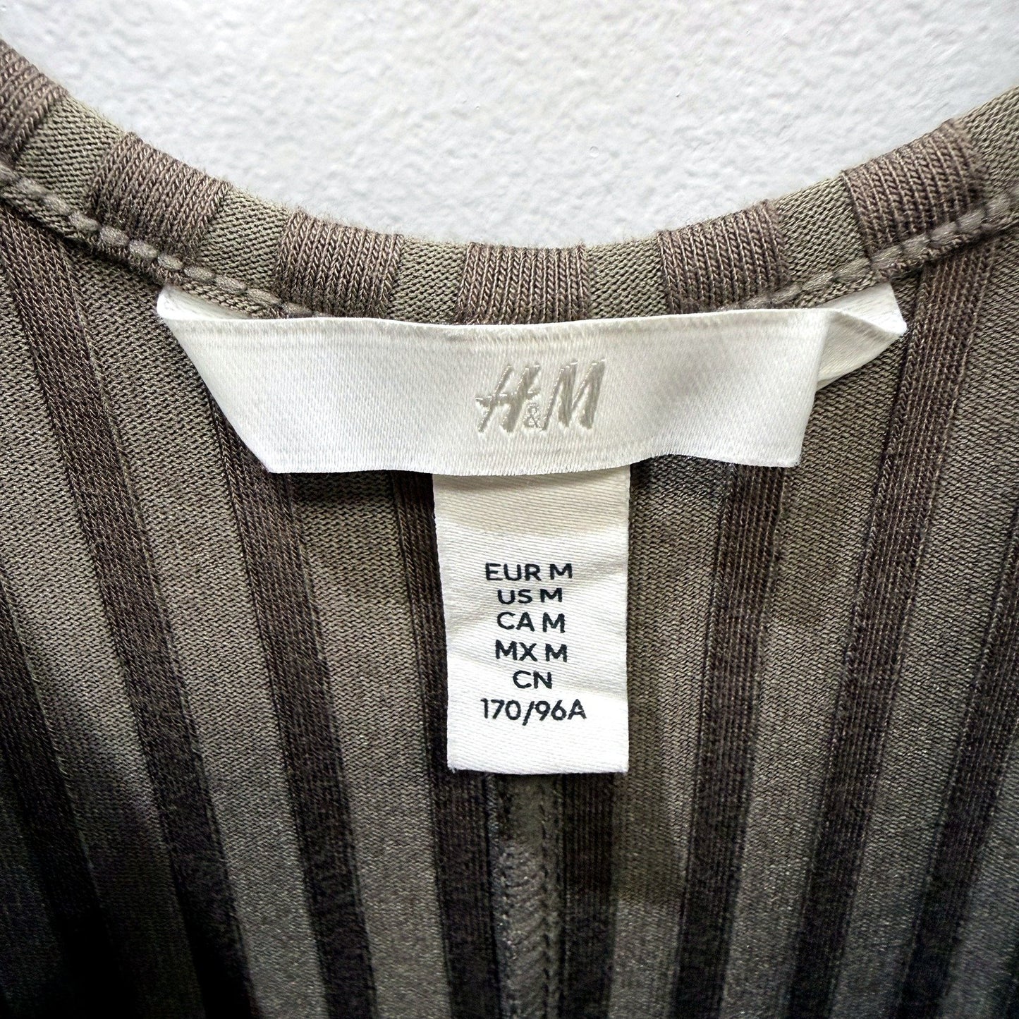 H&M Womens Ribbed Tank Midi Dress Sleeveless Knit Casual Brown Size M