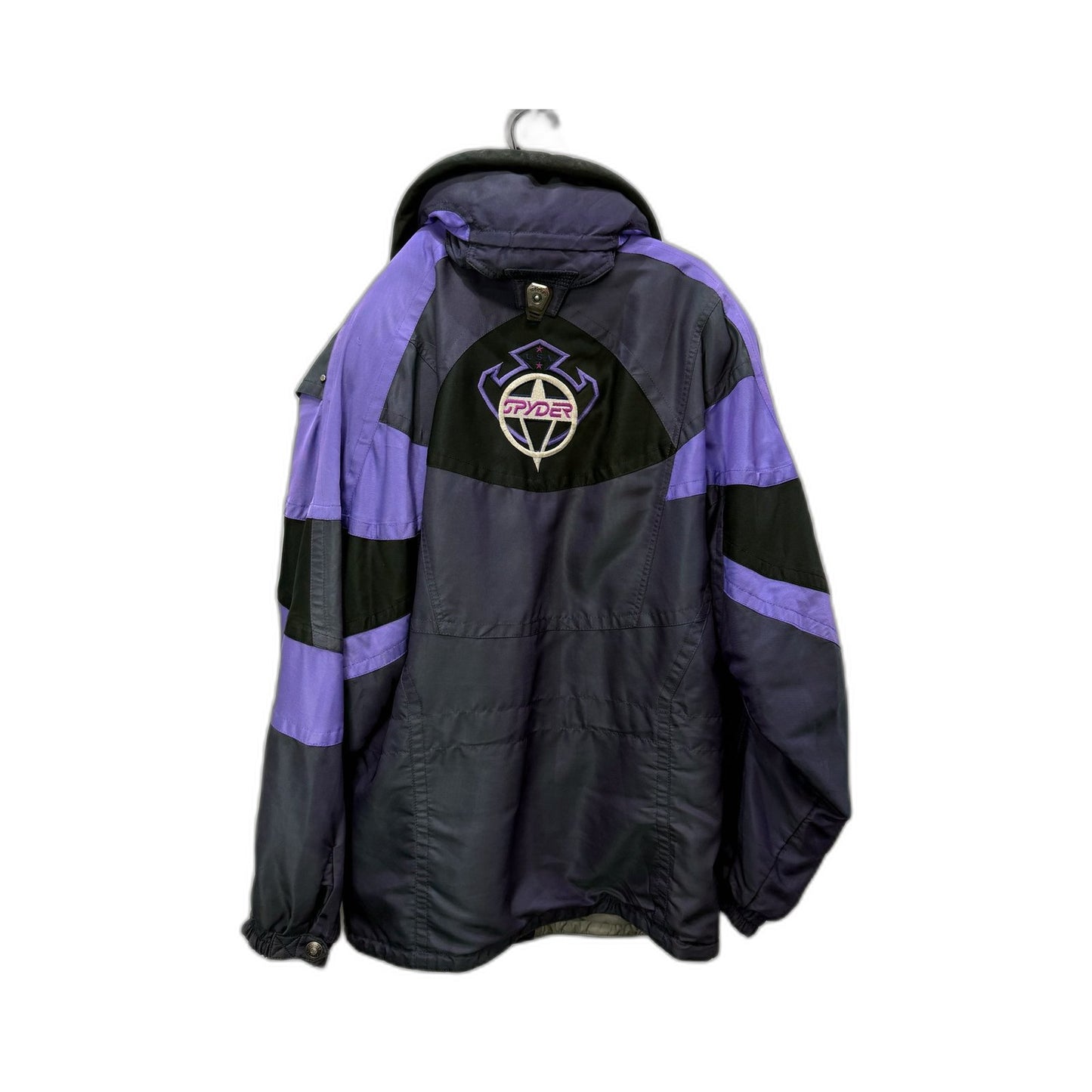 Spyder Mens Hooded Nylon Motorcycle Jacket in Black and Purple, Size M