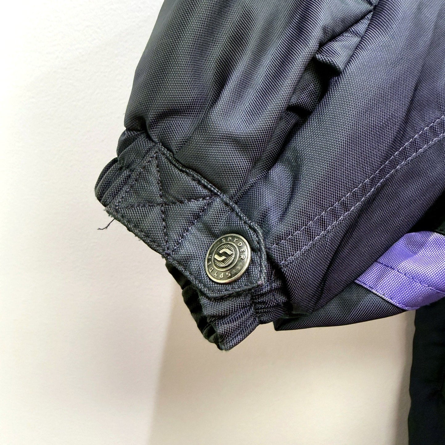 Spyder Mens Hooded Nylon Motorcycle Jacket in Black and Purple, Size M