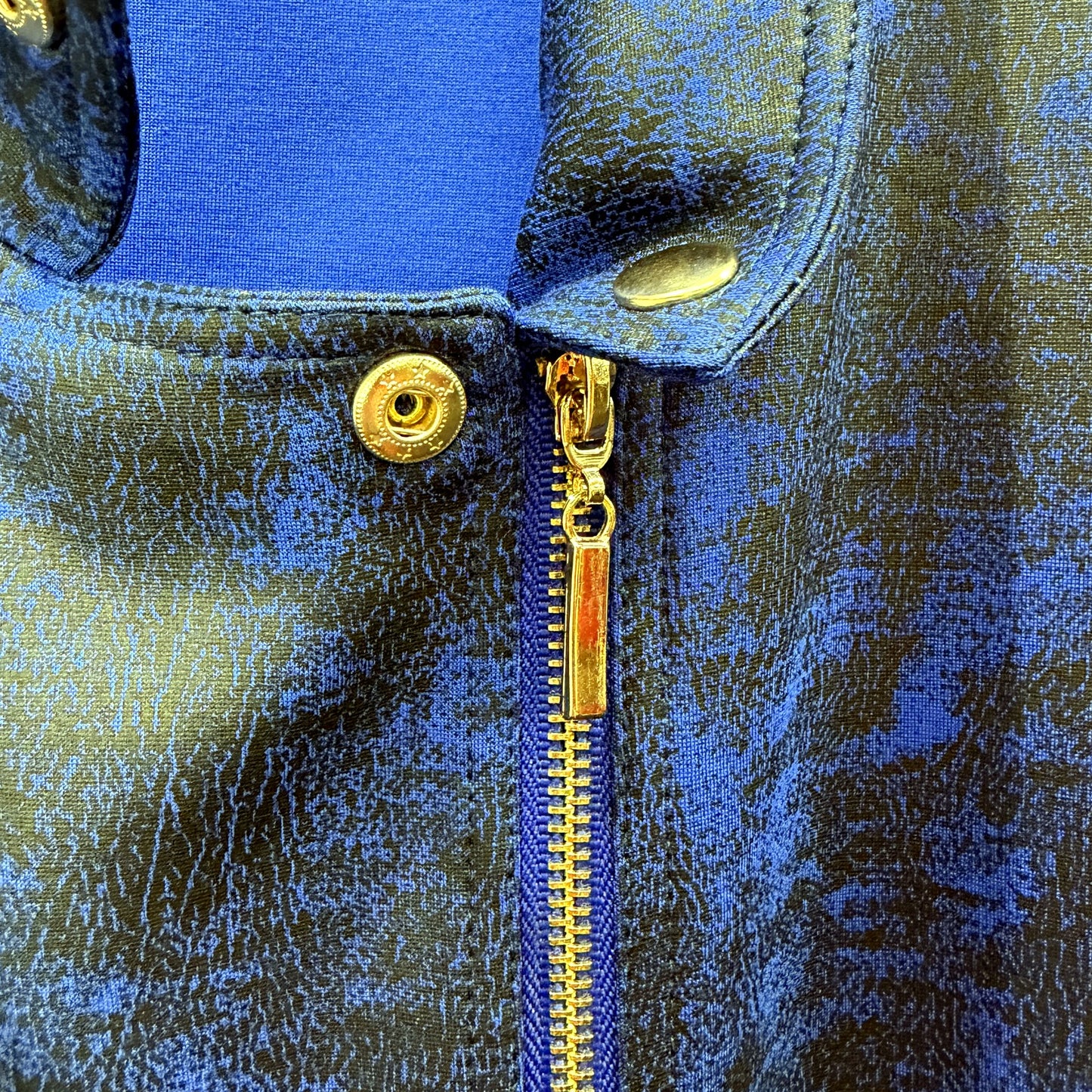 Motto Womens Textured Moto Jacket in Blue with Zip-Up Closure, Rayon, Size 12