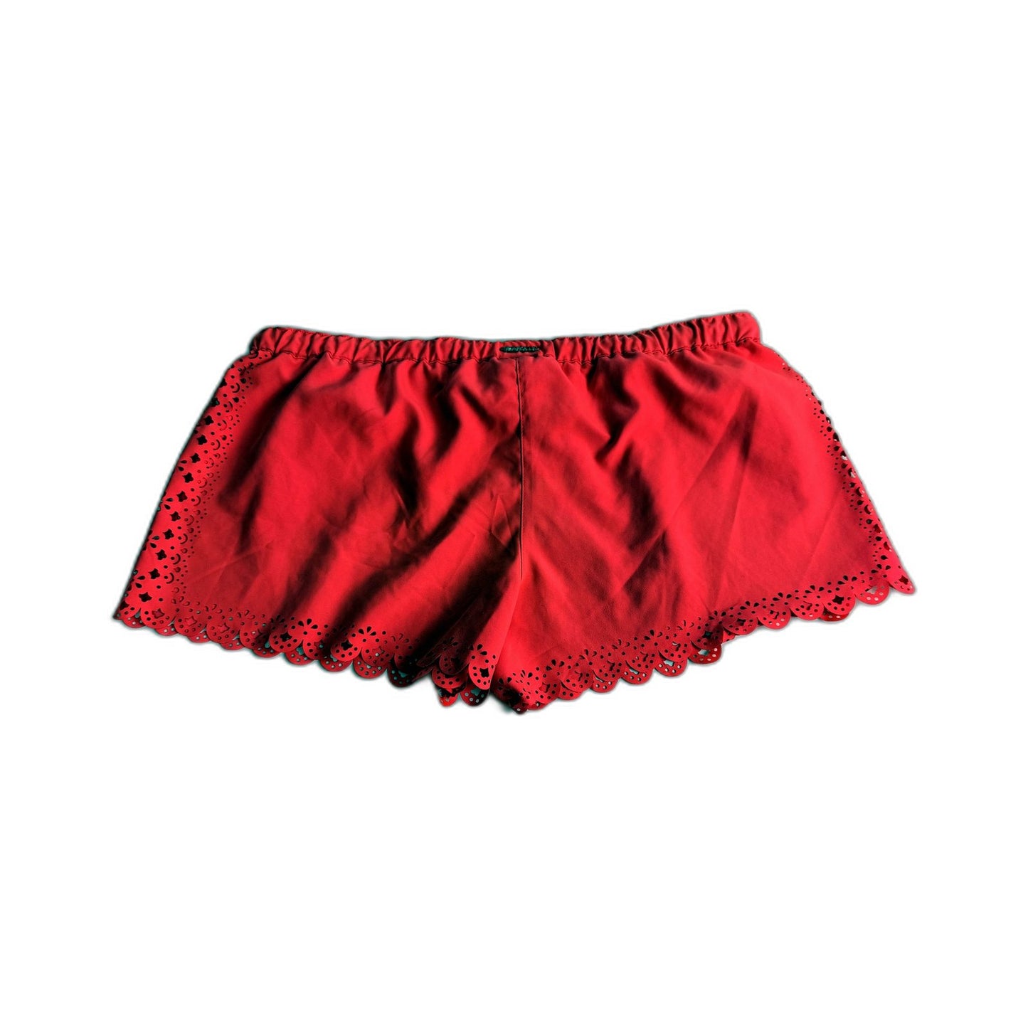 Seafolly Womens Scalloped Hem Swim Shorts Drawstring Waist Pink Size L