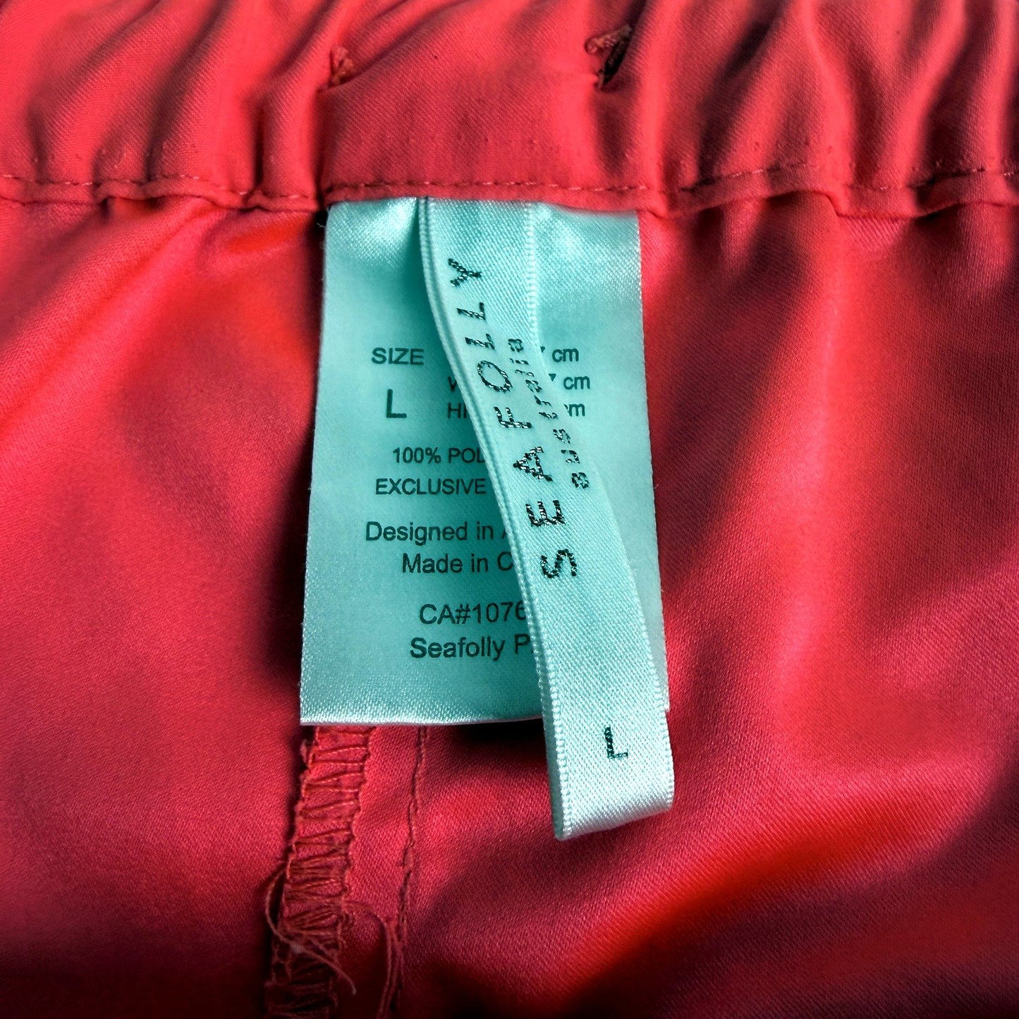 Seafolly Womens Scalloped Hem Swim Shorts Drawstring Waist Pink Size L