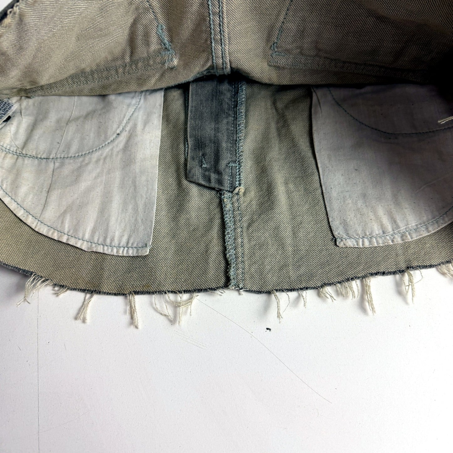 Gray Distressed Denim Skirt Womens with Frayed Hem, Size 10