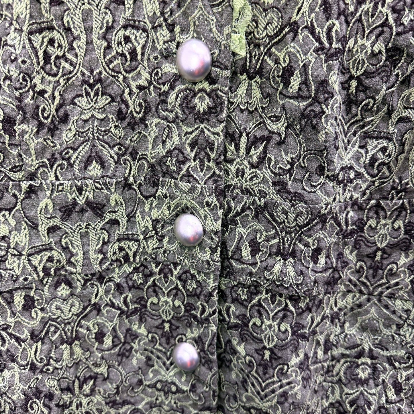 Caroline Morgan Womens Vintage Lace Trim Coat in Green & Black, Size Large