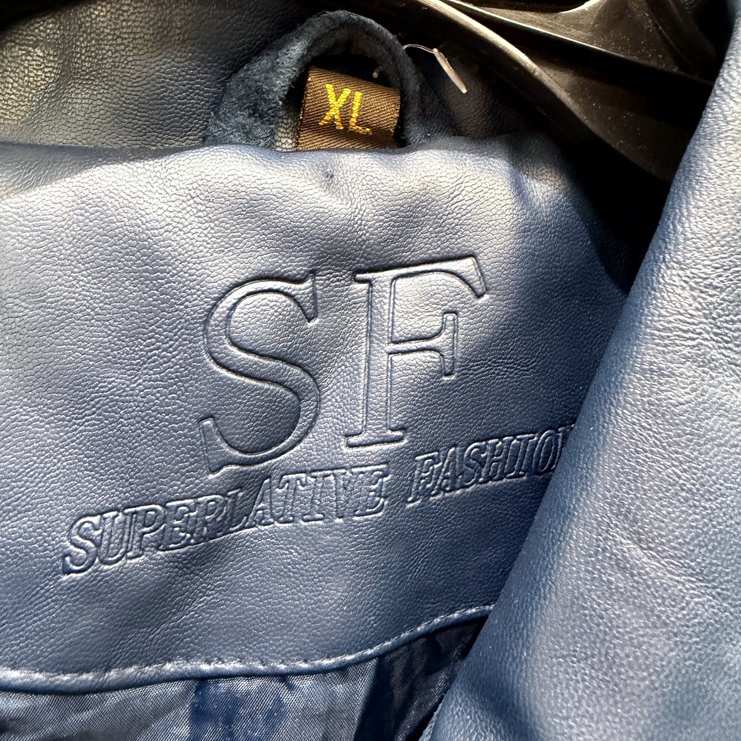 Superlative Fashion Mens Bomber Suede Look Jacket in Navy Blue, Size XL