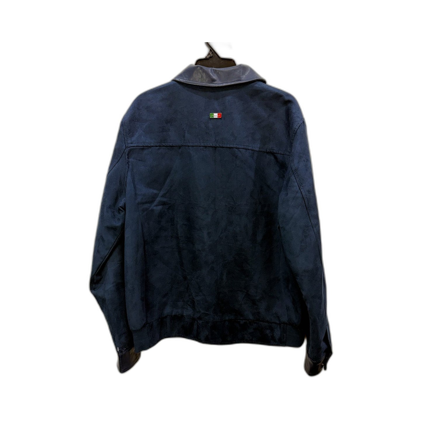 Superlative Fashion Mens Bomber Suede Look Jacket in Navy Blue, Size XL