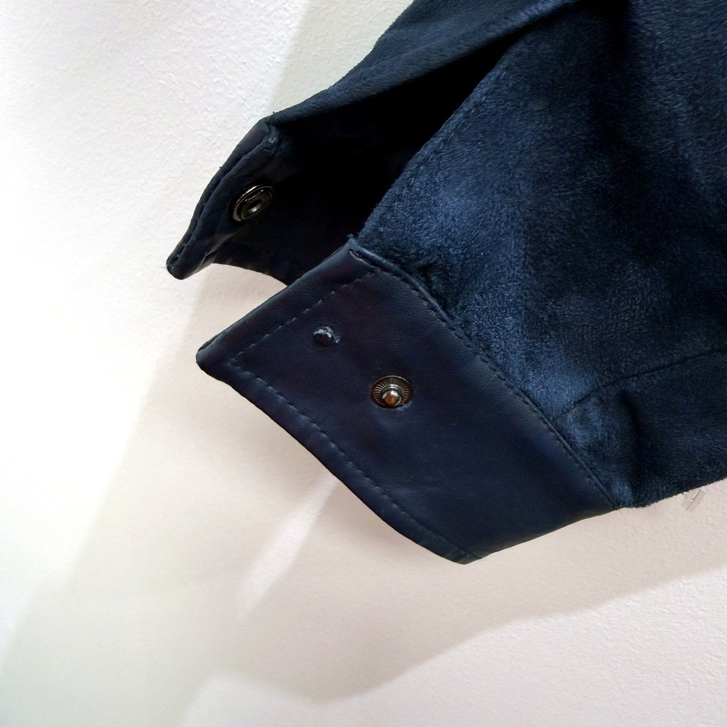 Superlative Fashion Mens Bomber Suede Look Jacket in Navy Blue, Size XL