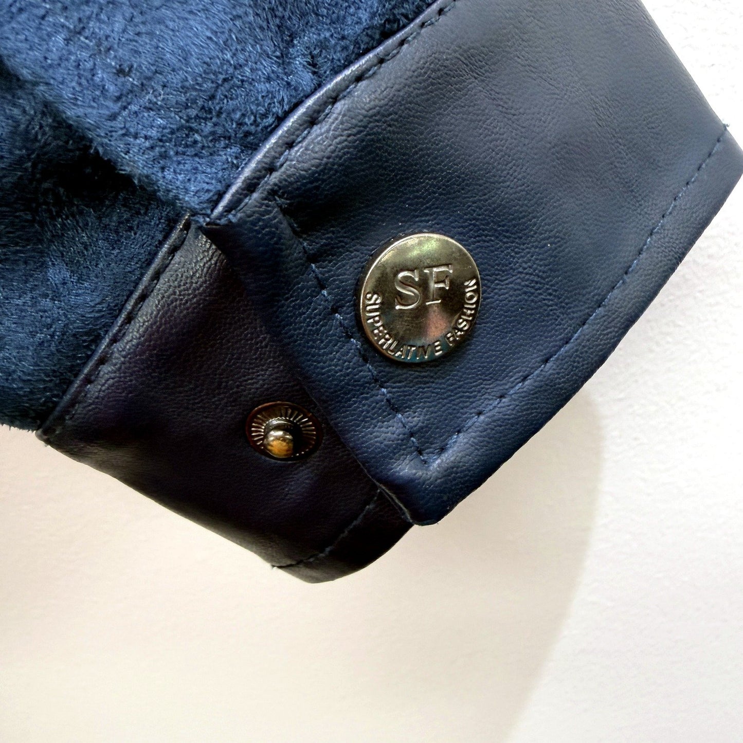 Superlative Fashion Mens Bomber Suede Look Jacket in Navy Blue, Size XL