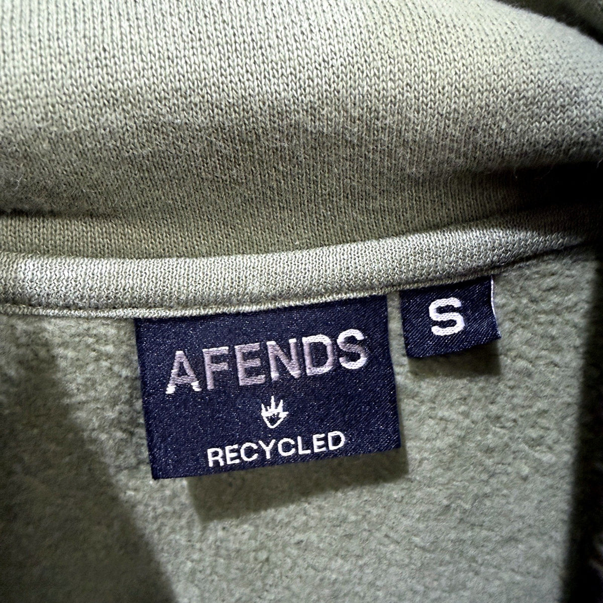 Afends Mens Recycled Cotton Pullover Hoodie in Olive Green, Size S NEW