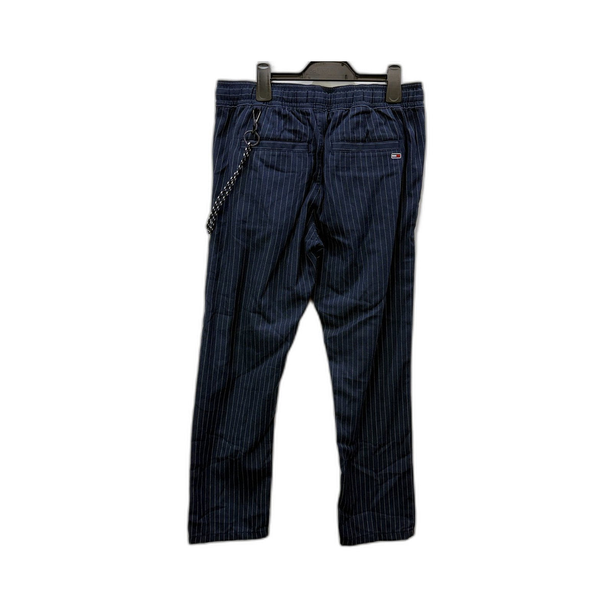 Tommy Jeans Mens Navy Blue Pinstriped Cotton Pants, Size M