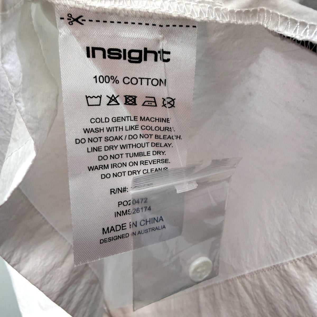 Insight Mens Button-Down Shirt with Graphic Back in White, Cotton, Size M NEW