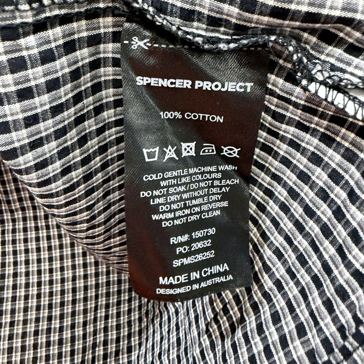Spencer Project Mens Duel Zipped Cotton Shirt in Black and White, Size 5 NEW