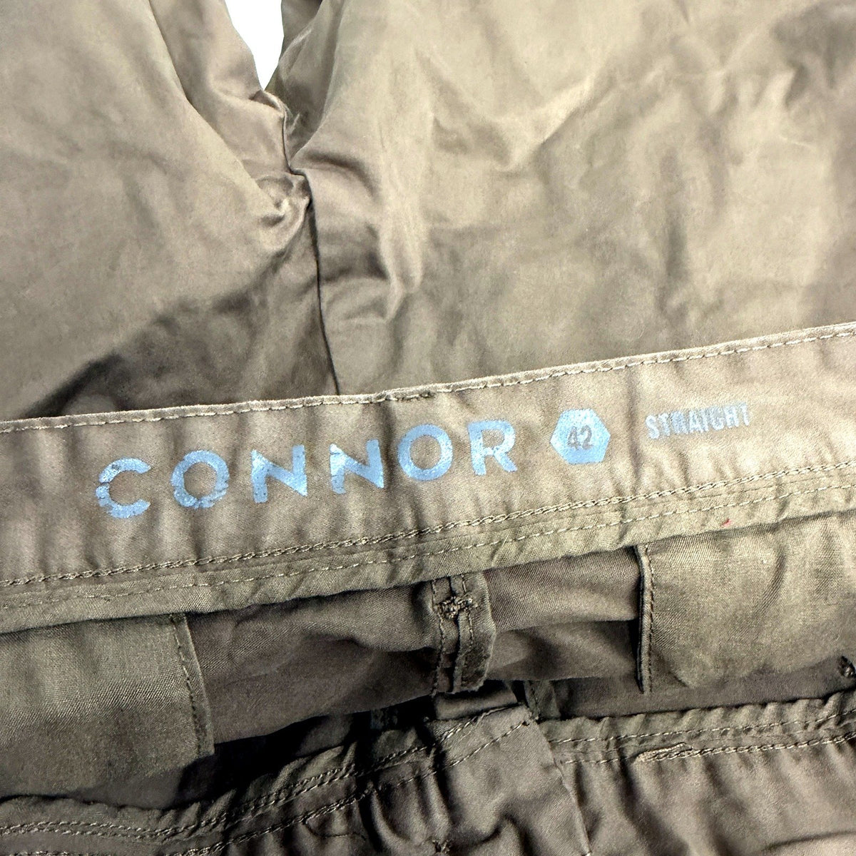 Connor Mens Straight Chino Pants in Light Brown Cotton, Size 42