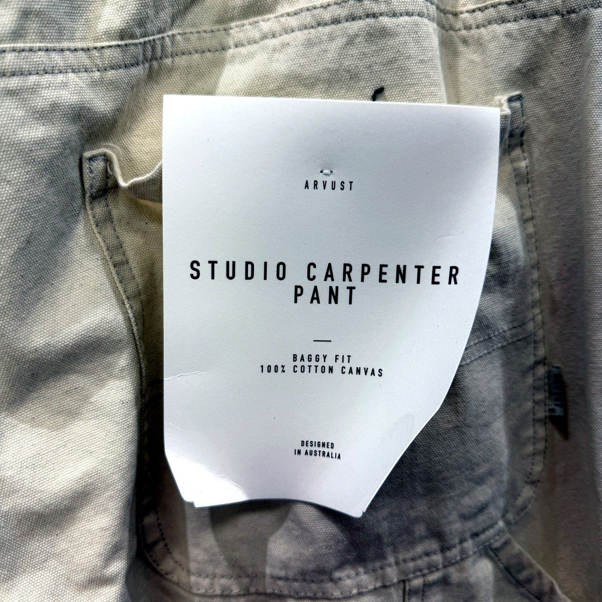 Arvust Mens Studio Carpenter Pant Cotton Canvas Utility Workwear Cream Sz XL NEW