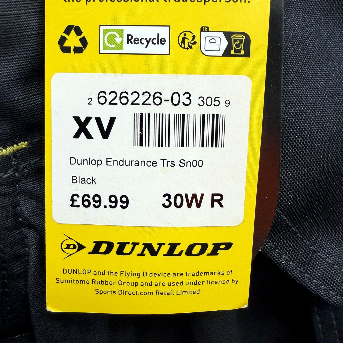 Dunlop Mens Endurance Work Trousers Black Utility Size Sz 30W/L31 NEW